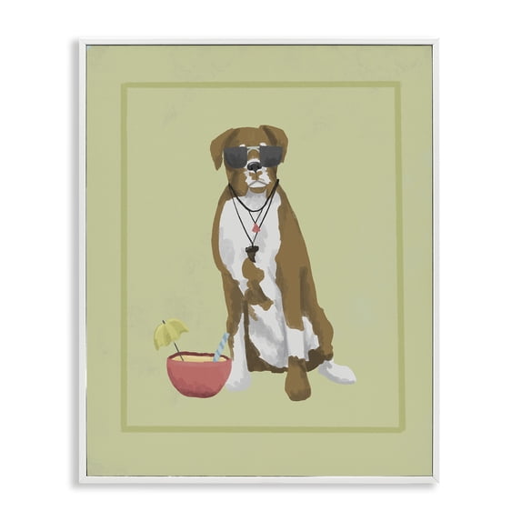 Stupell Industries Contemporary Boxer Beach Day White Framed Giclee Art, 11 x 14, by Sadie Harper