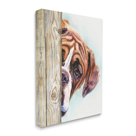 Stupell Industries Boxer Dog Hide and Seek Puppy Portrait Canvas Wall Art, 24 x 30, Design by George Dyachenko