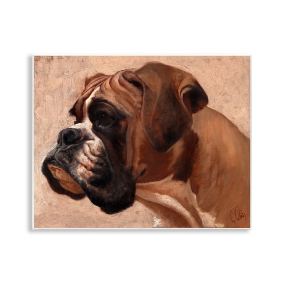 Stupell Industries Boxer Dog Neutral Portrait Animals & Insects Painting Unframed Art Print Wall Art, 14 x 11