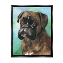 Stupell Industries Boxer Dog Portrait Animals & Insects Painting Black Floater Framed Canvas Art Print Wall Art, 17 x 21