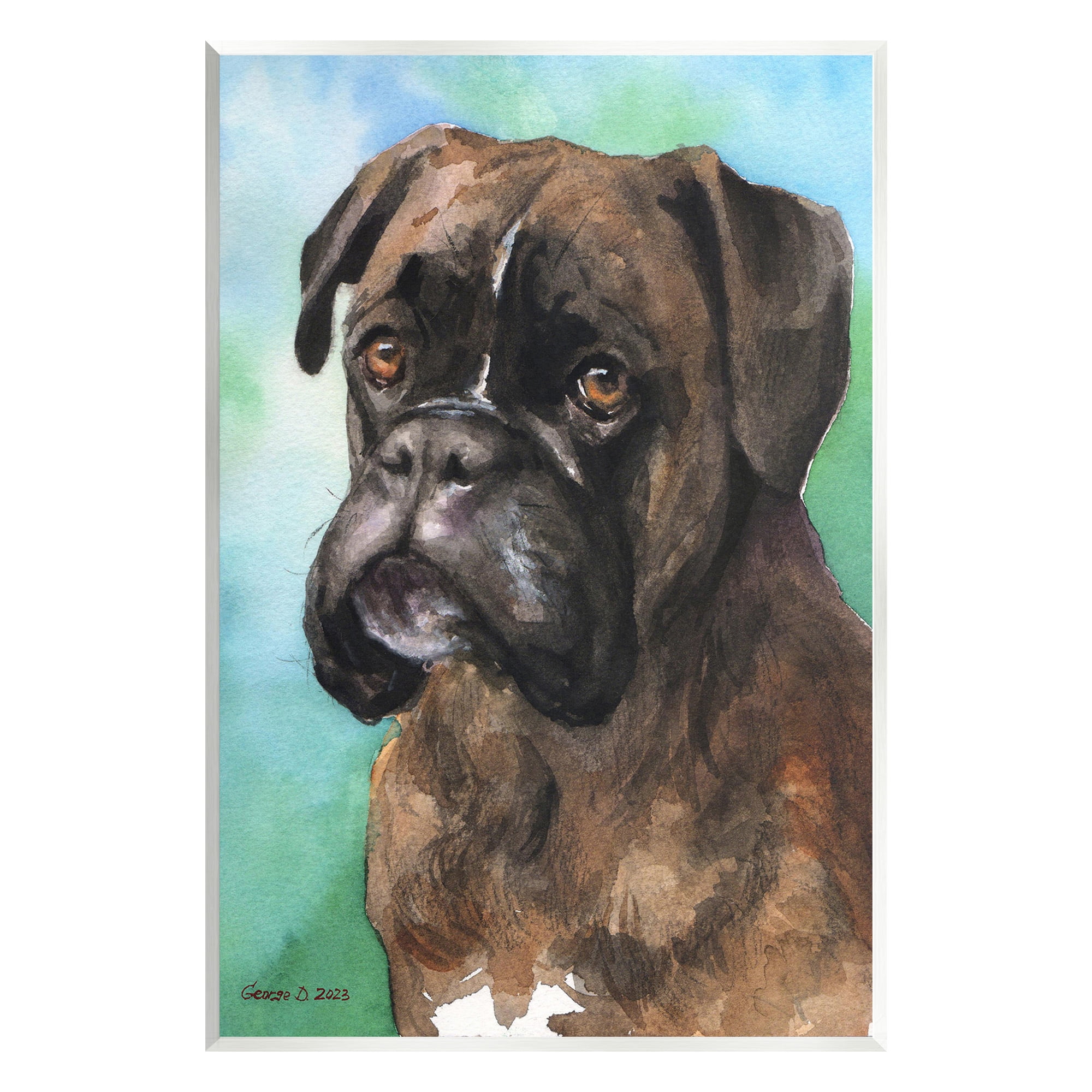 Stupell Industries Boxer Dog Portrait Animals & Insects Painting Unframed Art Print Wall Art, 13 x 19