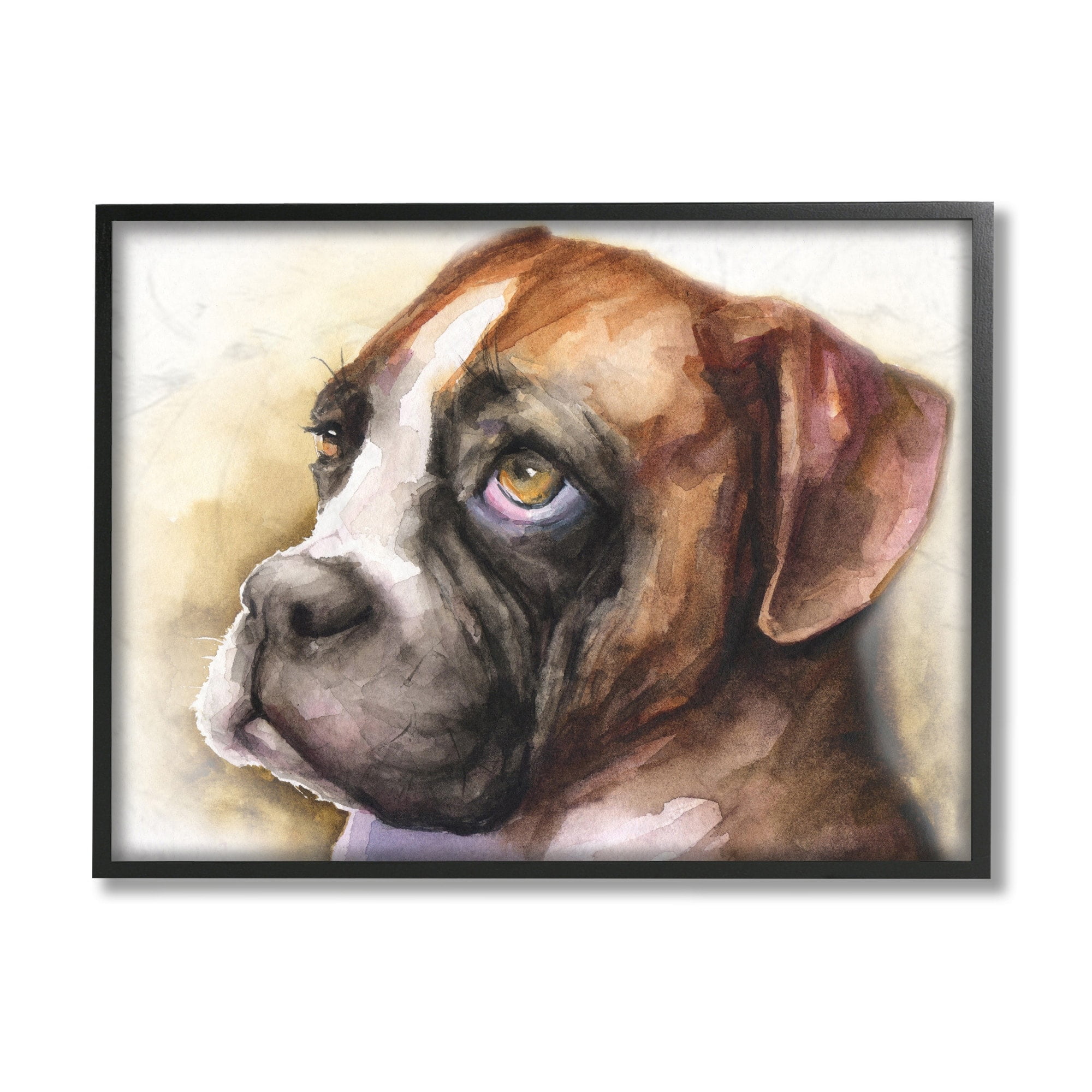 Stupell Industries Boxer Puppy Dog Eyes Adorable Pet Portrait Black Framed, 16 x 20, Design by George Dyachenko