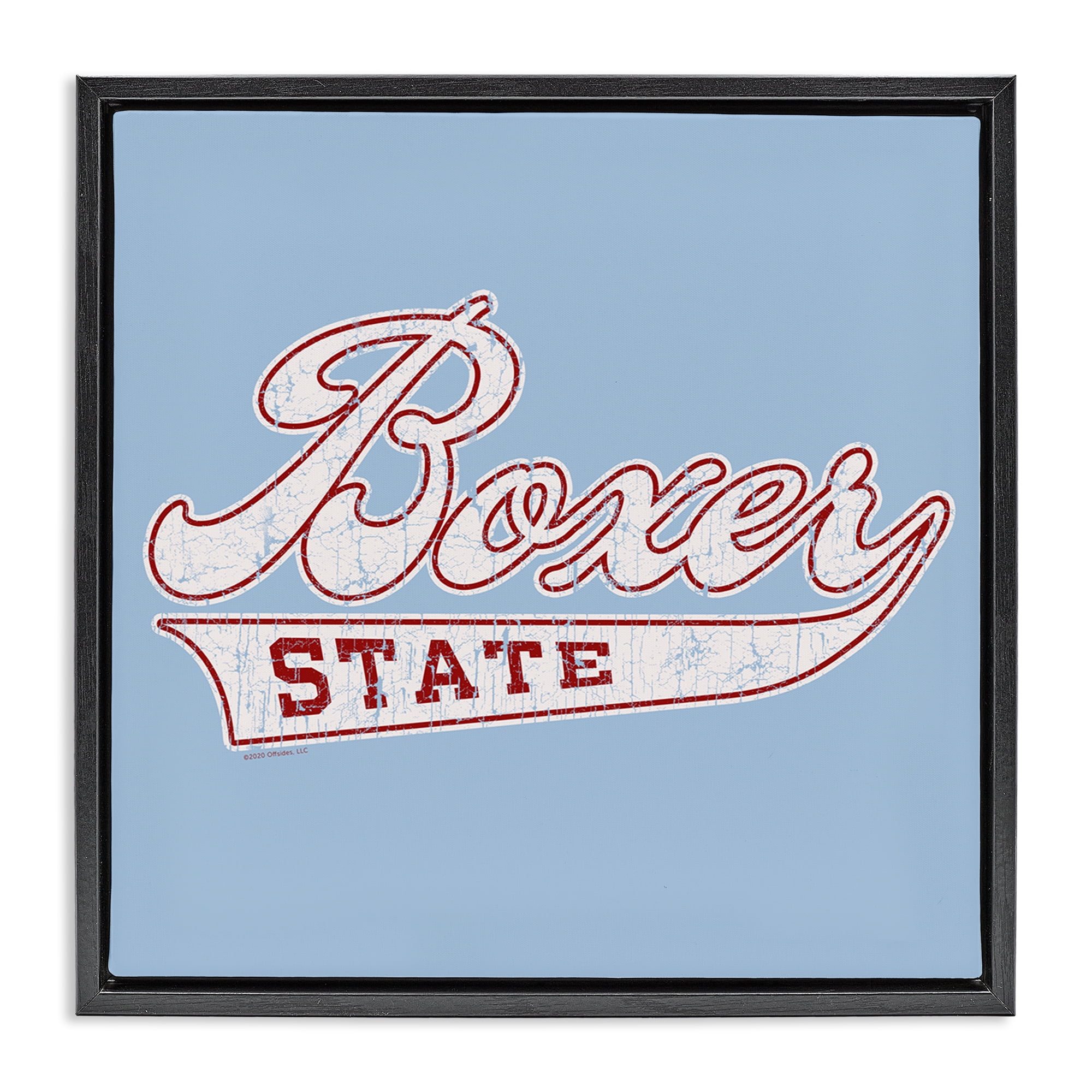 Stupell Industries Boxer State Varsity Style Novelty & Humor Painting Black Floater Framed Canvas Art Print Wall Art, 25 x 25