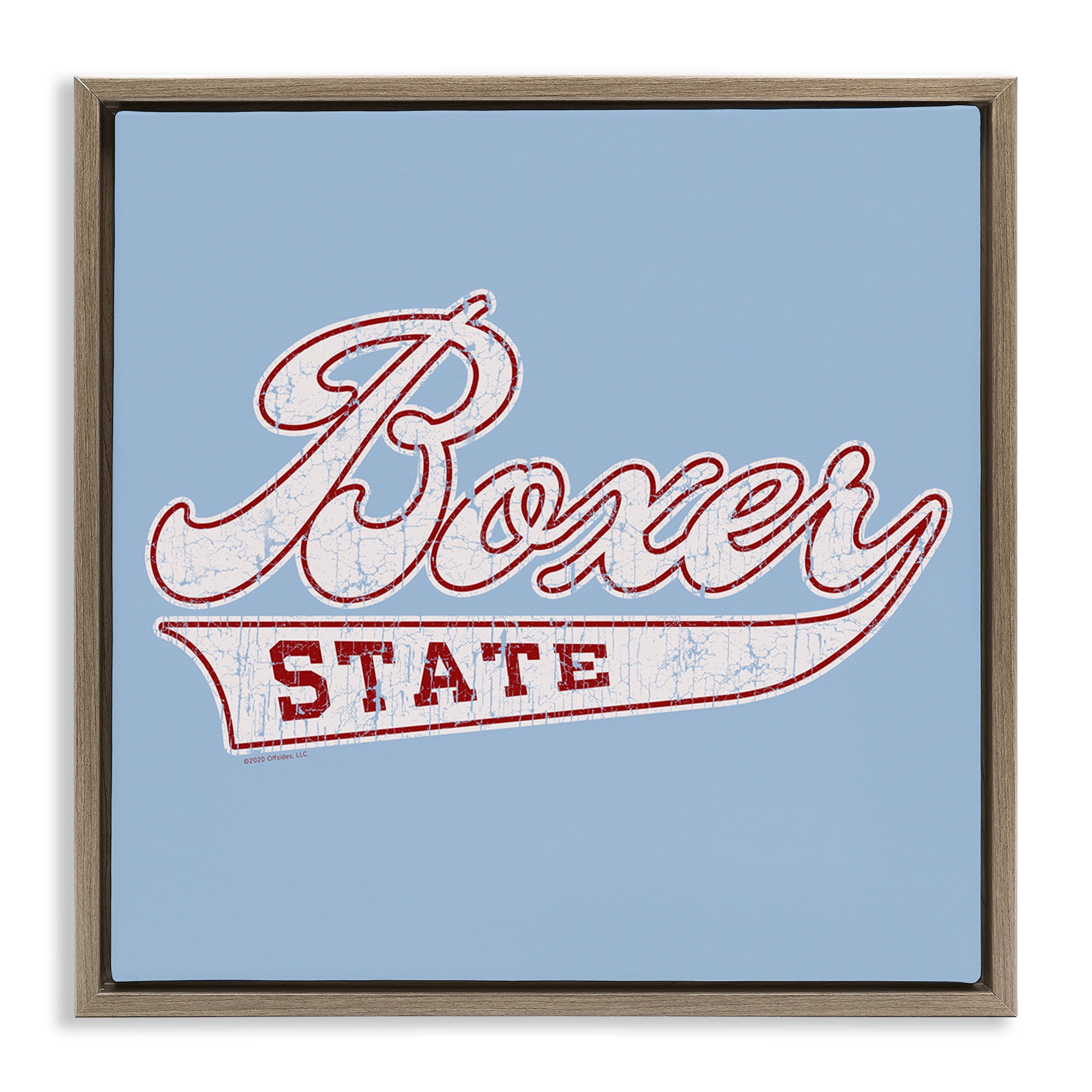 Stupell Industries Boxer State Varsity Style Novelty & Humor Painting Brown Floater Framed Canvas Art Print Wall Art, 25 x 25