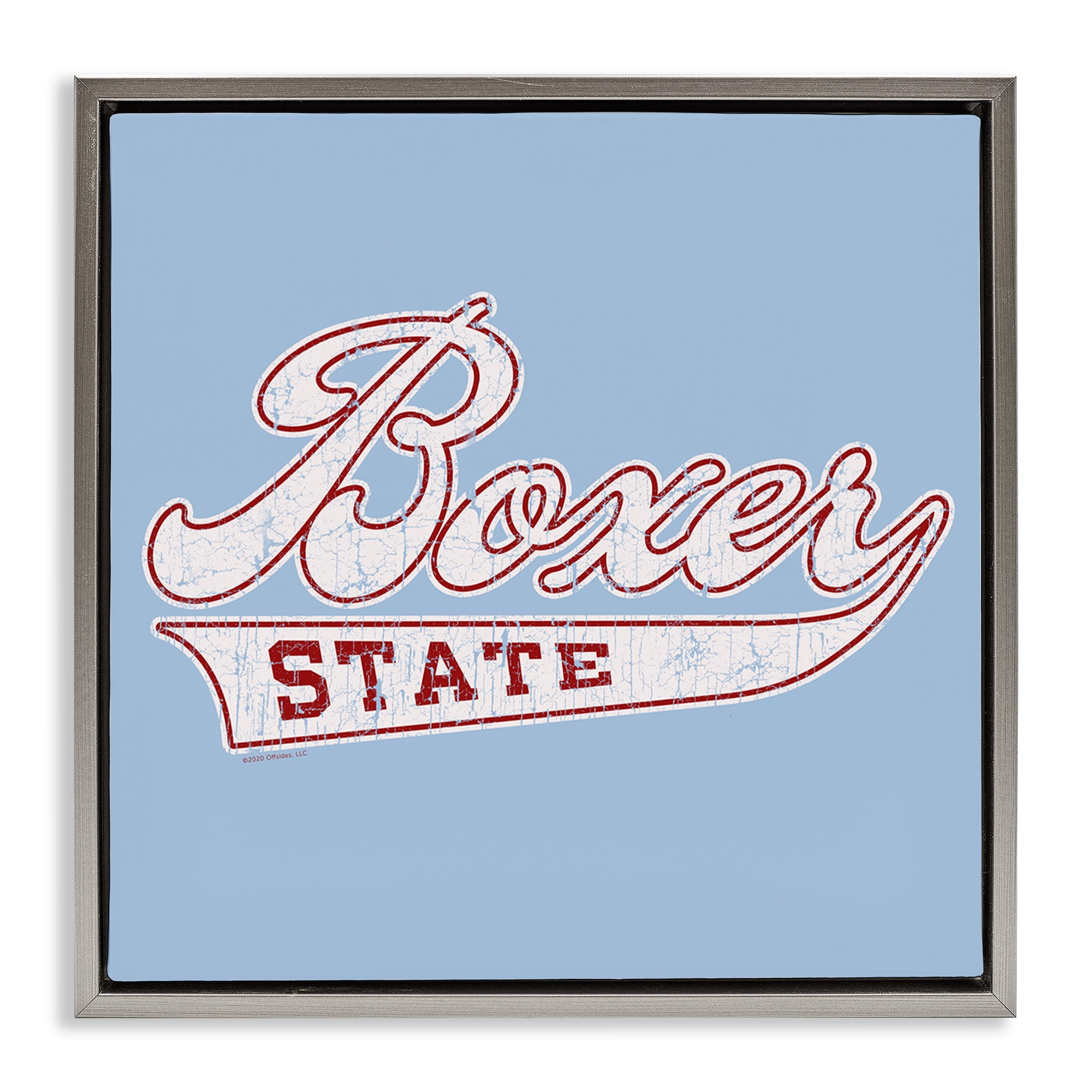 Stupell Industries Boxer State Varsity Style Novelty & Humor Painting Gray Floater Framed Canvas Art Print Wall Art, 25 x 25