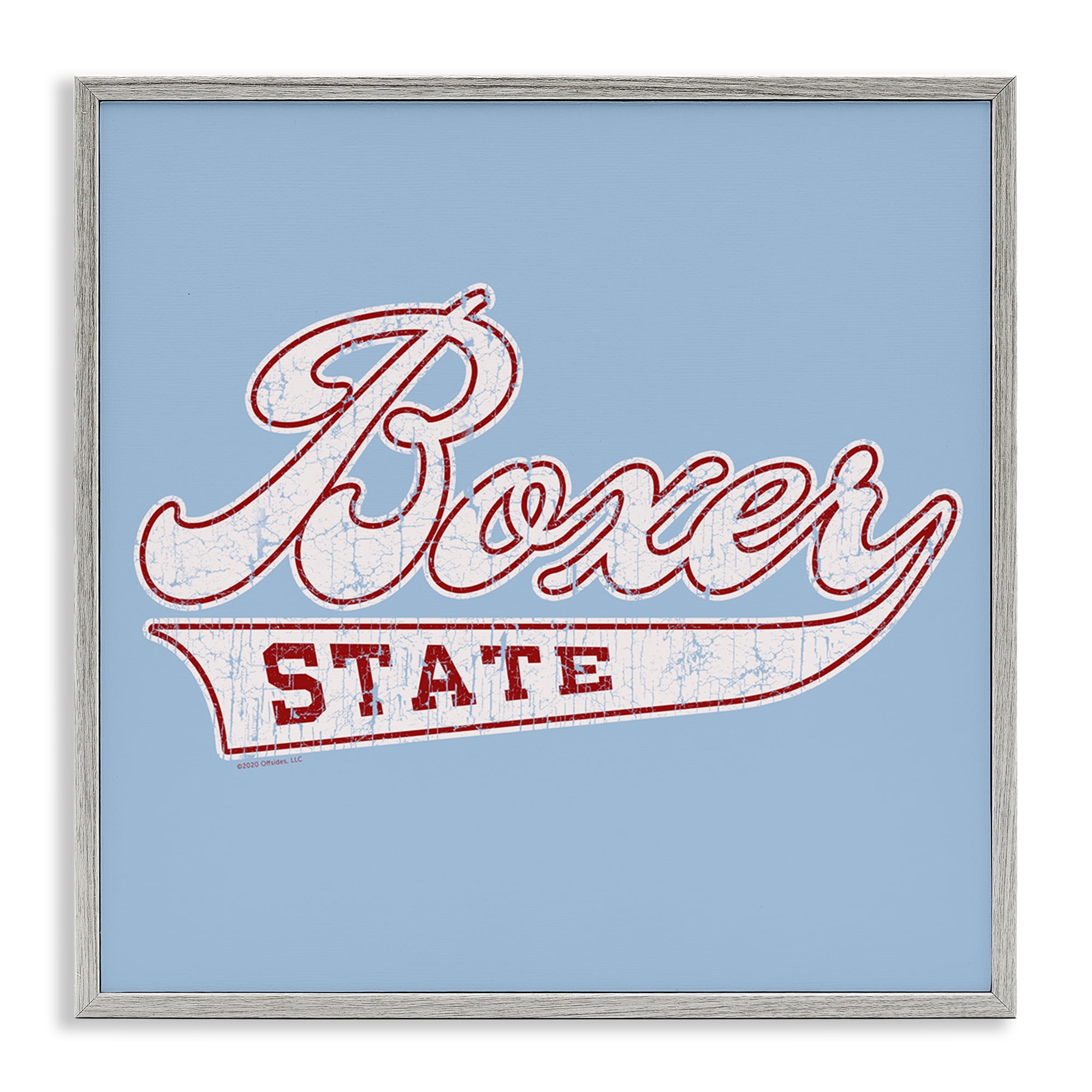 Stupell Industries Boxer State Varsity Style Novelty & Humor Painting Gray Framed Art Print Wall Art, 12 x 12