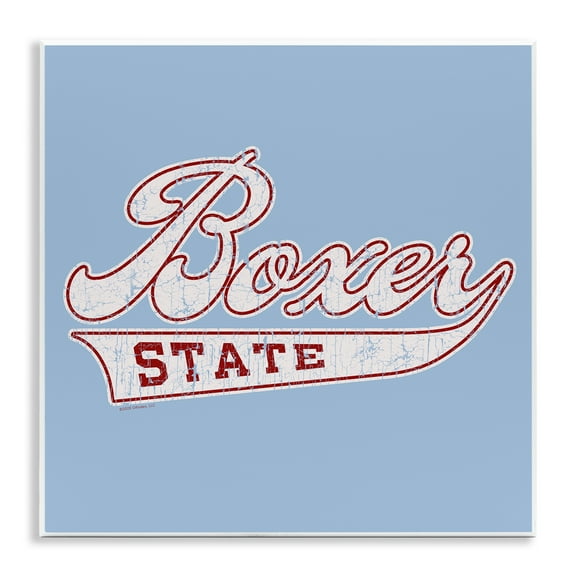 Stupell Industries Boxer State Varsity Style Novelty & Humor Painting Unframed Art Print Wall Art, 12 x 12