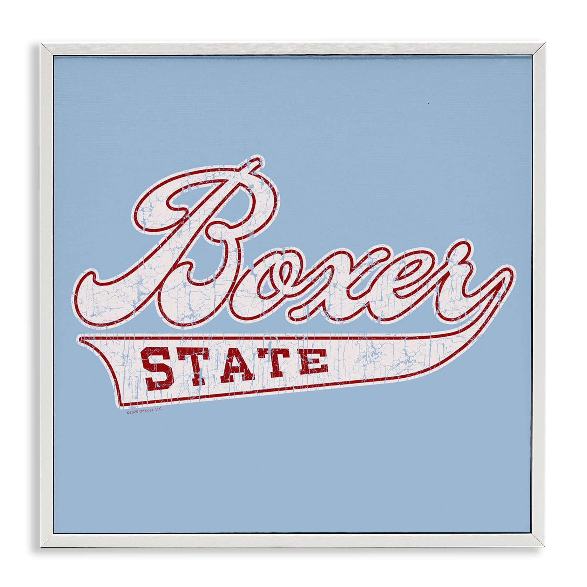 Stupell Industries Boxer State Varsity Style Novelty & Humor Painting White Framed Art Print Wall Art, 17 x 17