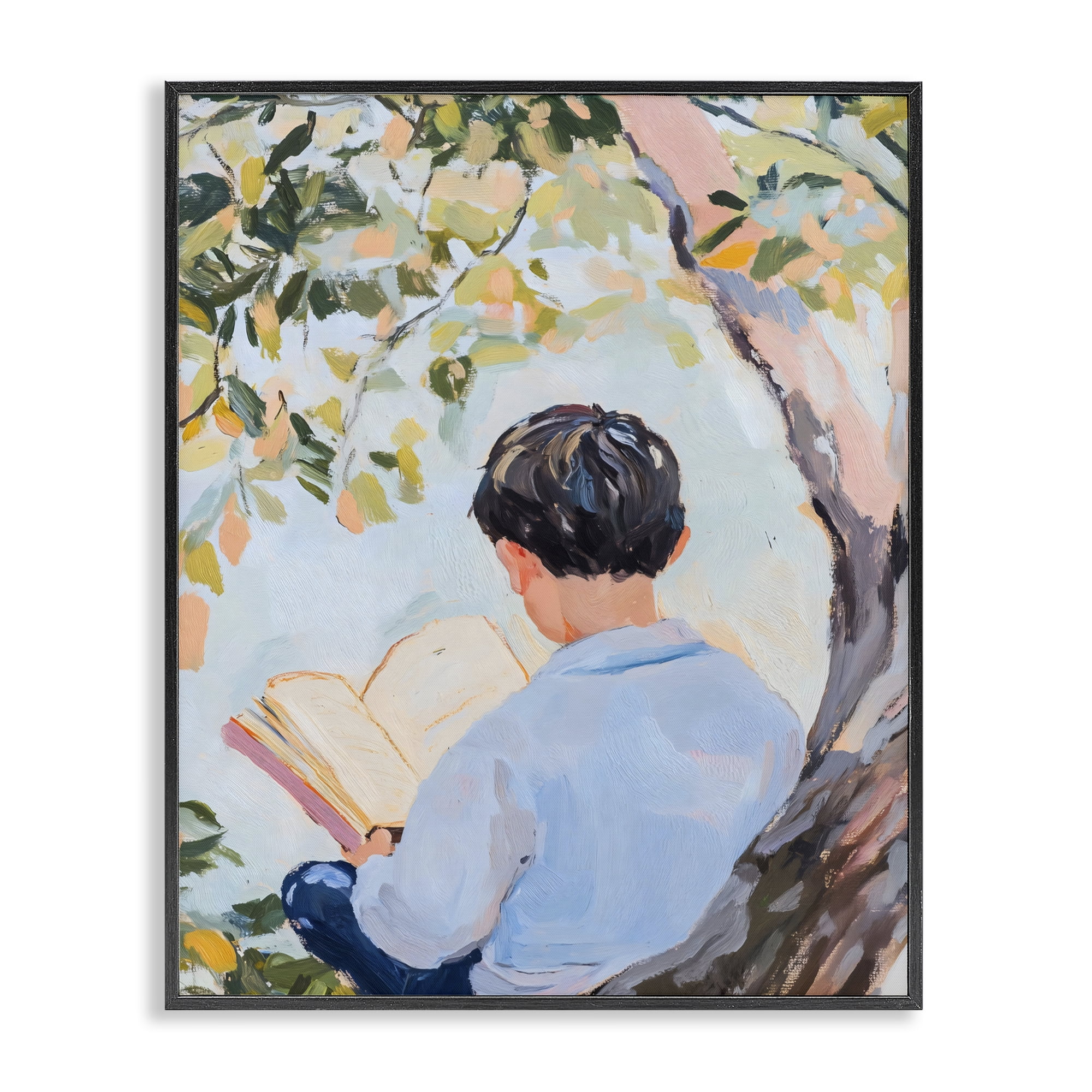 Stupell Industries Boy Reading in Nature Black Framed Giclee Art, design by The Prints Vibe
