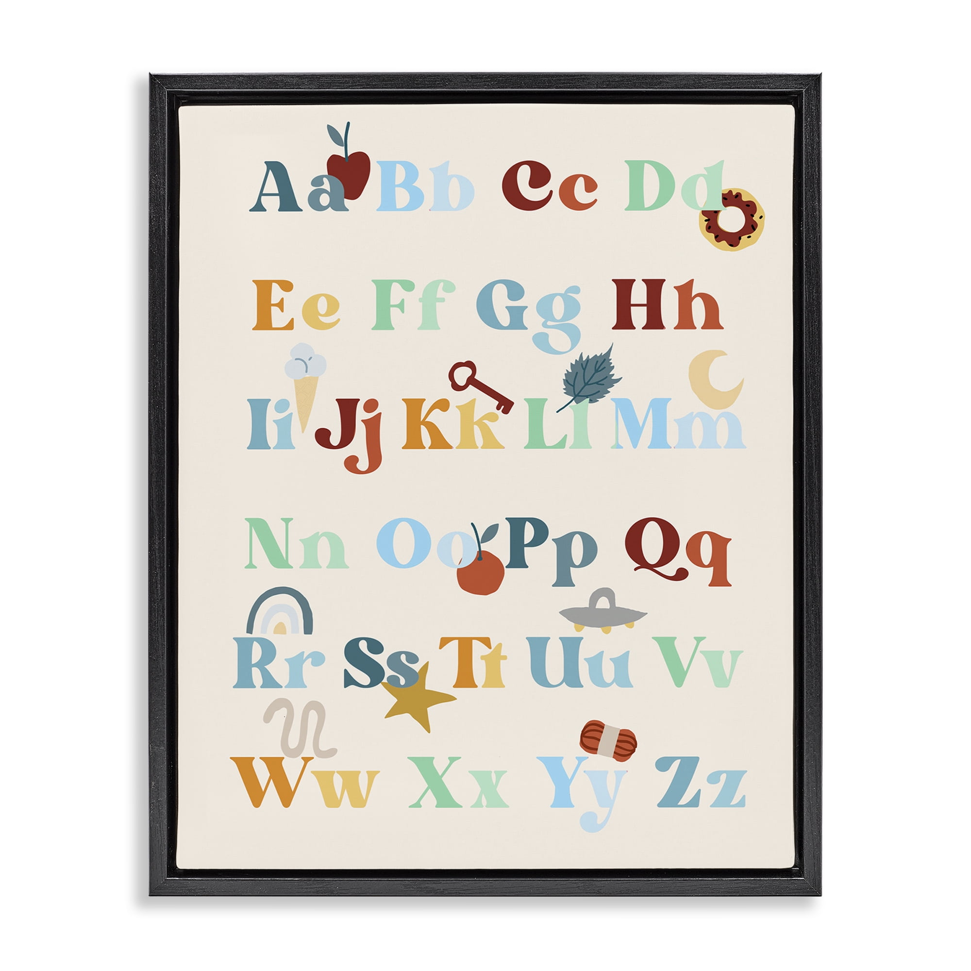 Stupell Industries Boy's Alphabet Chart Novelty Painting Black Floater Framed Art Print Wall Art, 25 x 31