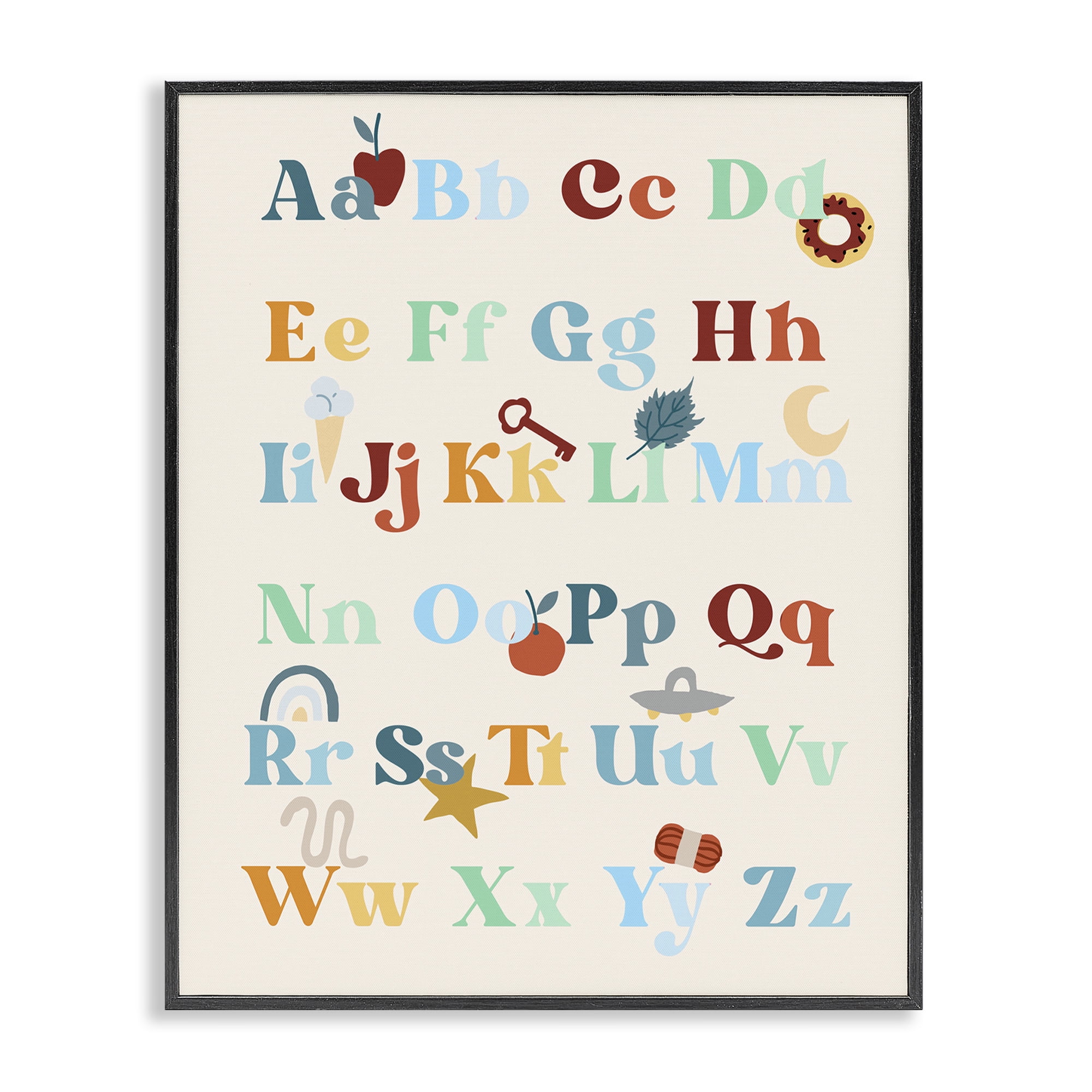 Stupell Industries Boy's Alphabet Chart Novelty Painting Black Framed Art Print Wall Art, 11 x 14
