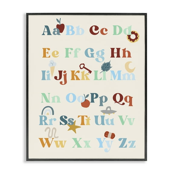 Stupell Industries Boy's Alphabet Chart Novelty Painting Black Framed Art Print Wall Art, 11 x 14