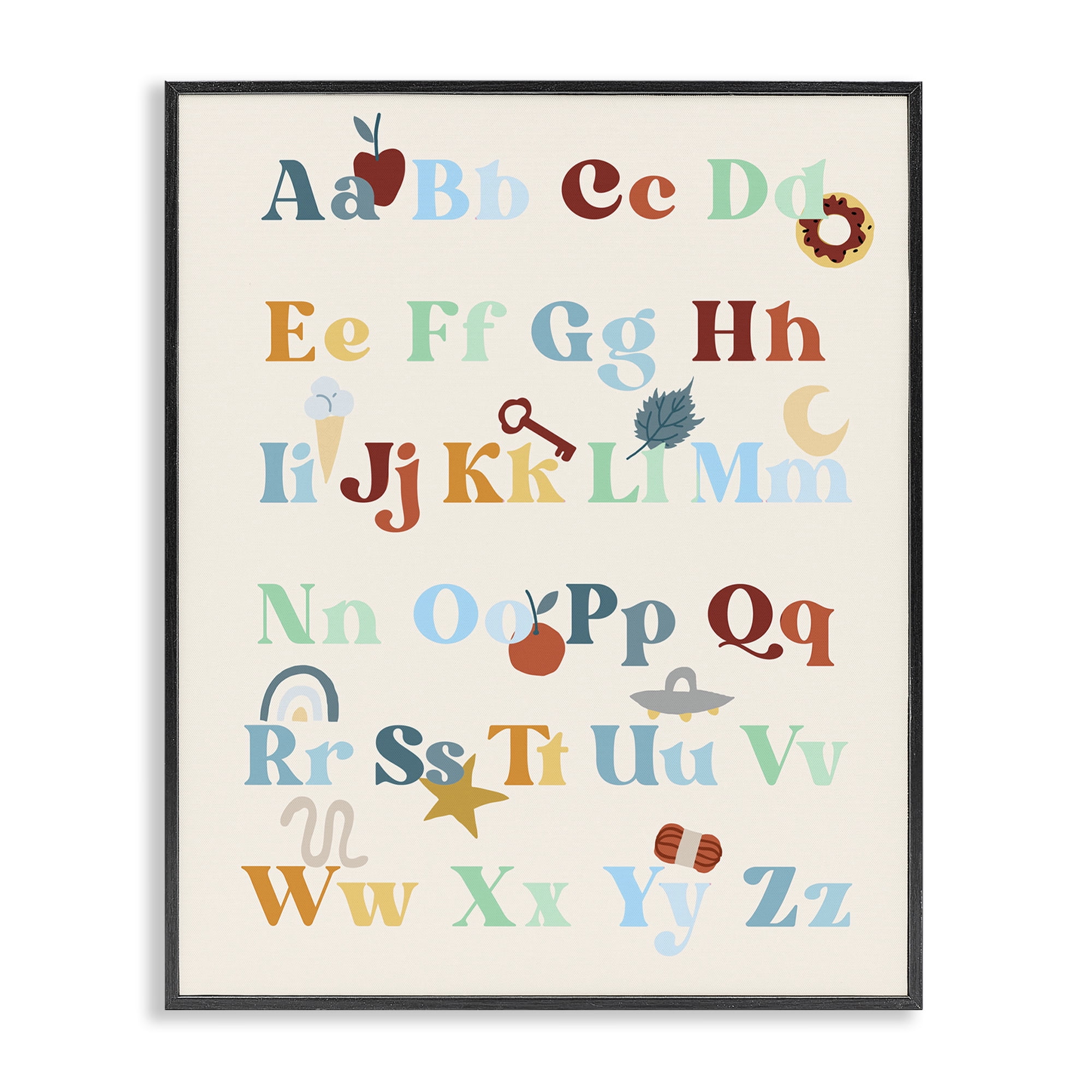 Stupell Industries Boy's Alphabet Chart Novelty Painting Black Framed Art Print Wall Art, 16 x 20