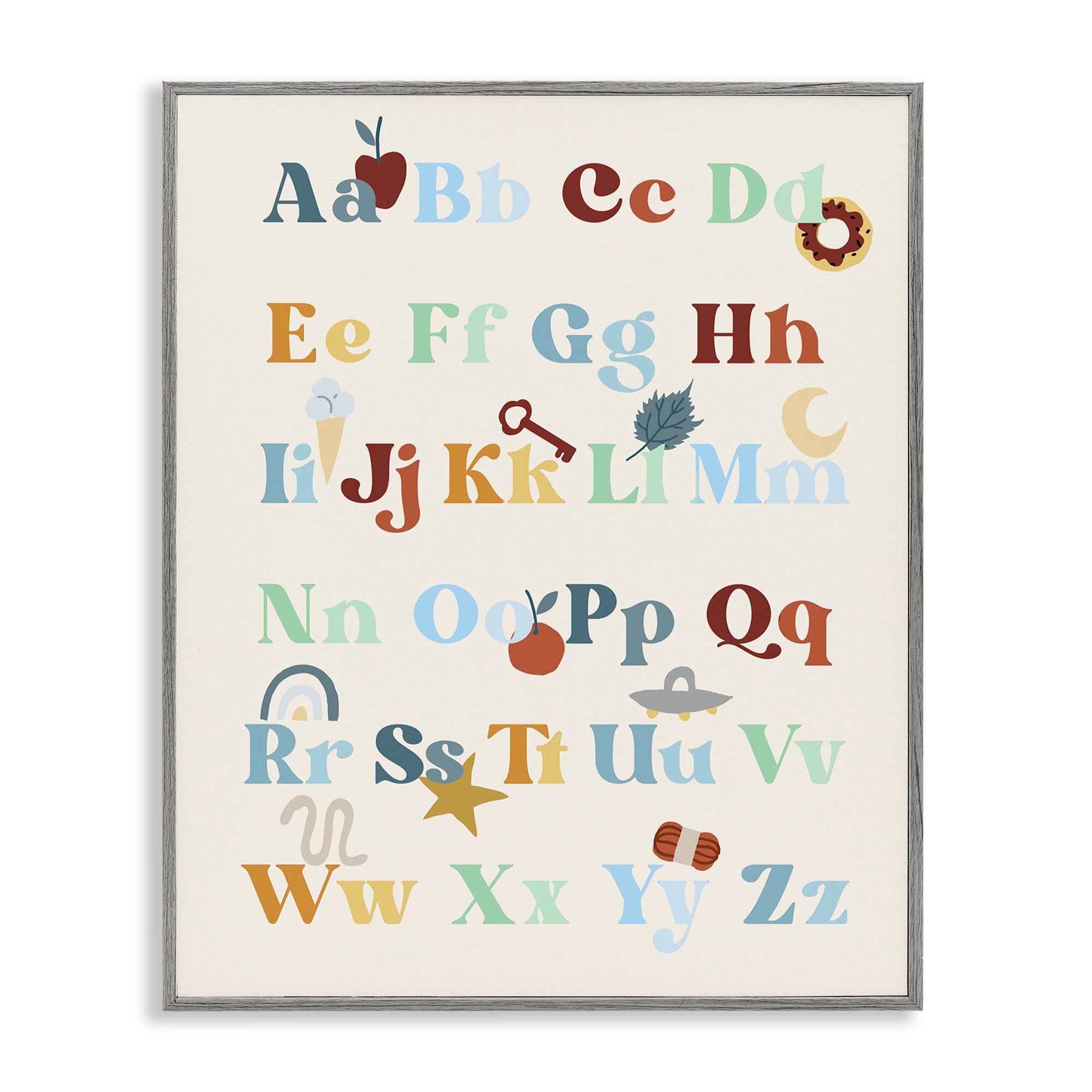 Stupell Industries Boy's Alphabet Chart Novelty Painting Gray Framed Art Print Wall Art, 16 x 20