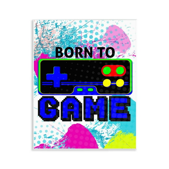 Stupell Industries Boy's Born to Game Typography Painting Unframed Art Print Wall Art, 11 x 14