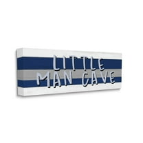 Stupell Industries Boy's Little Man Cave Playroom Sign Blue White Canvas Wall Art Design by Kim Allen, 10" x 24"