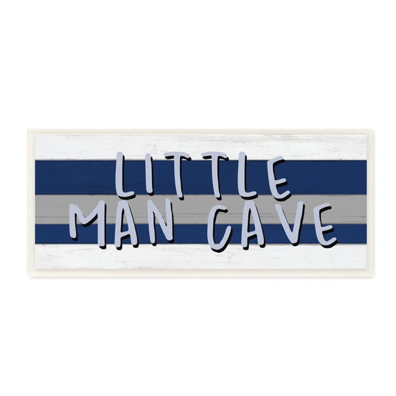 Stupell Industries Boy's Little Man Cave Playroom Sign Blue White Wall Plaque Design by Kim Allen
