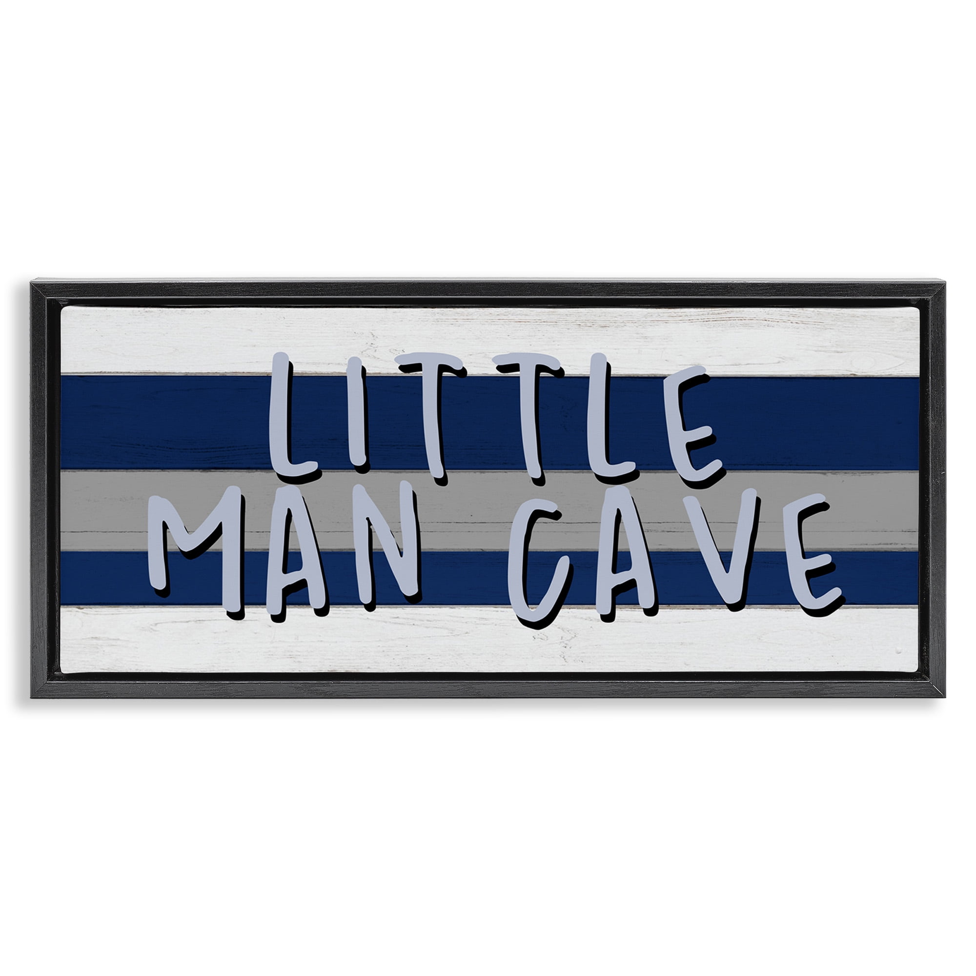 Stupell Industries Boy's Little Man Cave Typography Painting Black Floater Framed Canvas Art Print Wall Art, 25 x 11