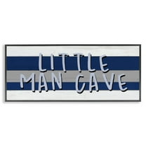 Stupell Industries Boy's Little Man Cave Typography Painting Black Framed Art Print Wall Art, 24 x 10