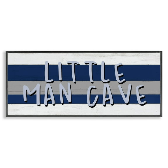 Stupell Industries Boy's Little Man Cave Typography Painting Black Framed Art Print Wall Art, 24 x 10