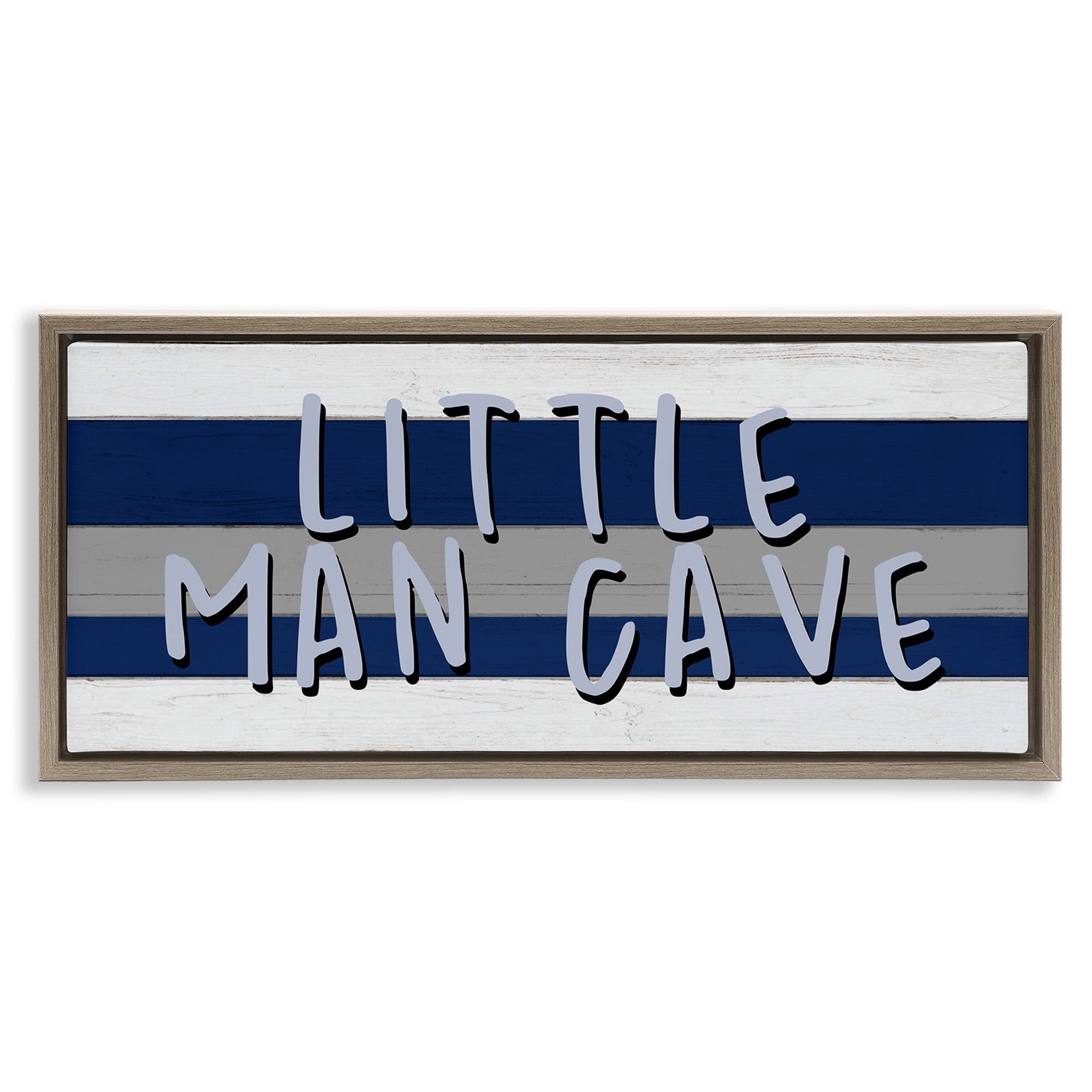 Stupell Industries Boy's Little Man Cave Typography Painting Brown Floater Framed Canvas Art Print Wall Art, 25 x 11