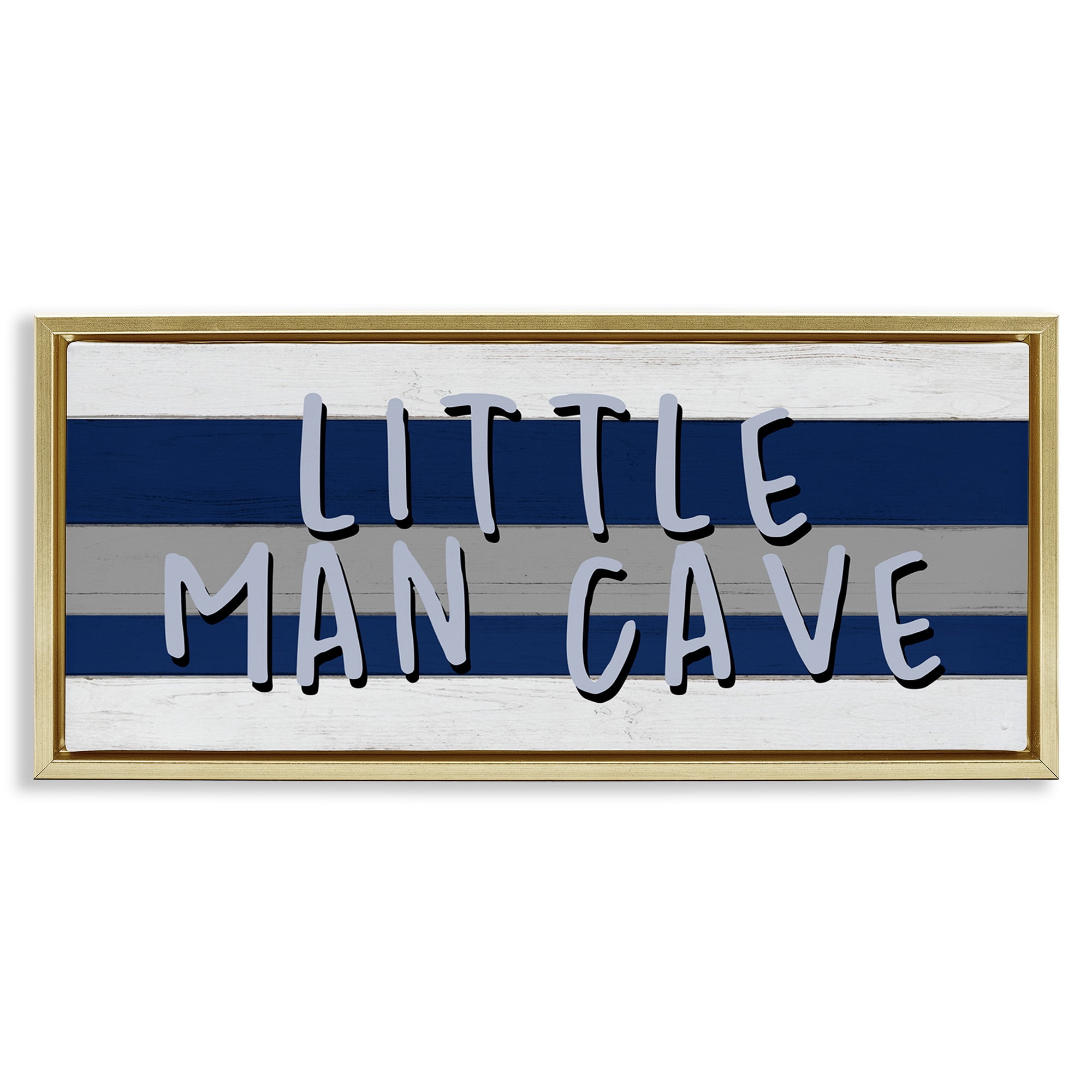 Stupell Industries Boy's Little Man Cave Typography Painting Gold Floater Framed Canvas Art Print Wall Art, 31 x 14