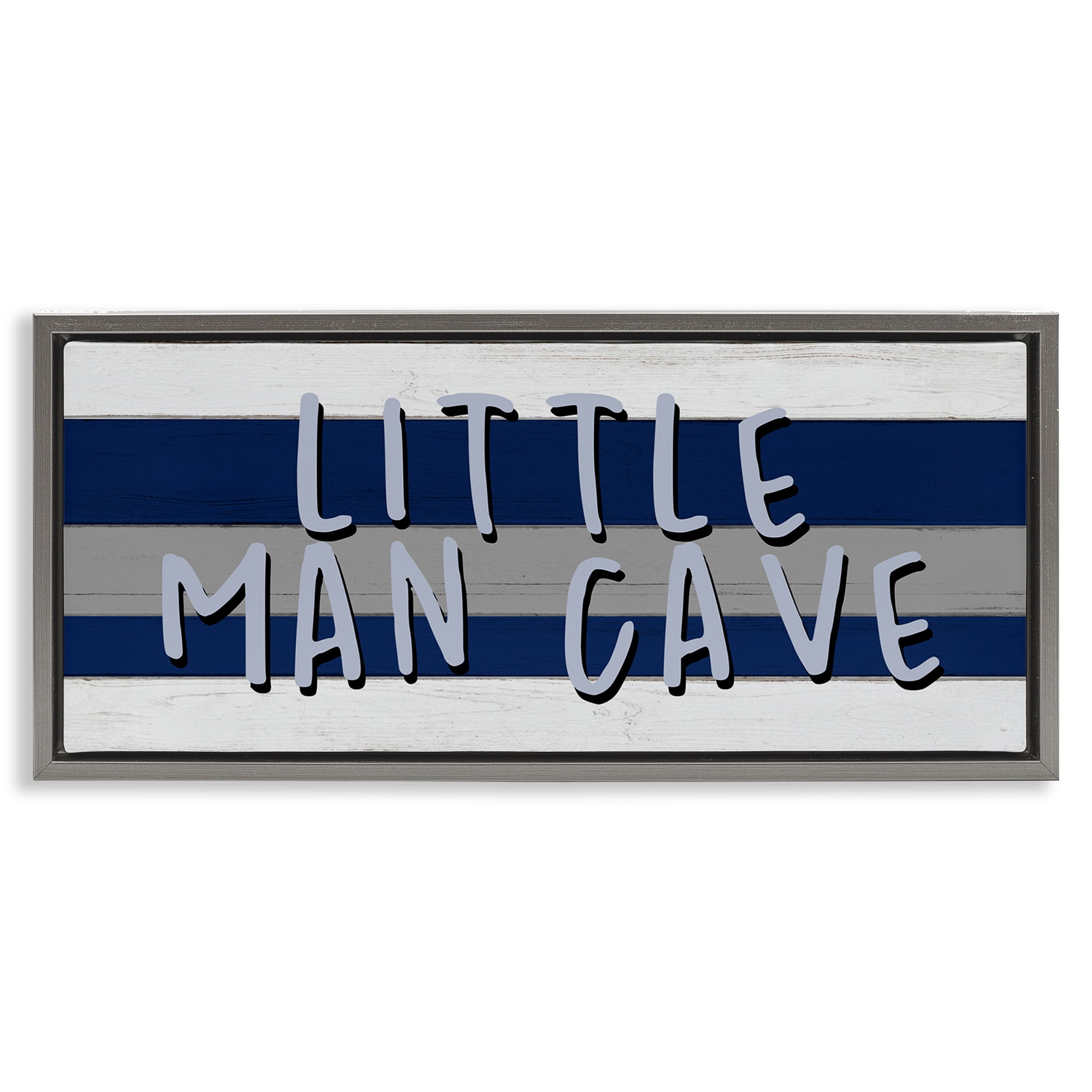 Stupell Industries Boy's Little Man Cave Typography Painting Gray Floater Framed Canvas Art Print Wall Art, 25 x 11