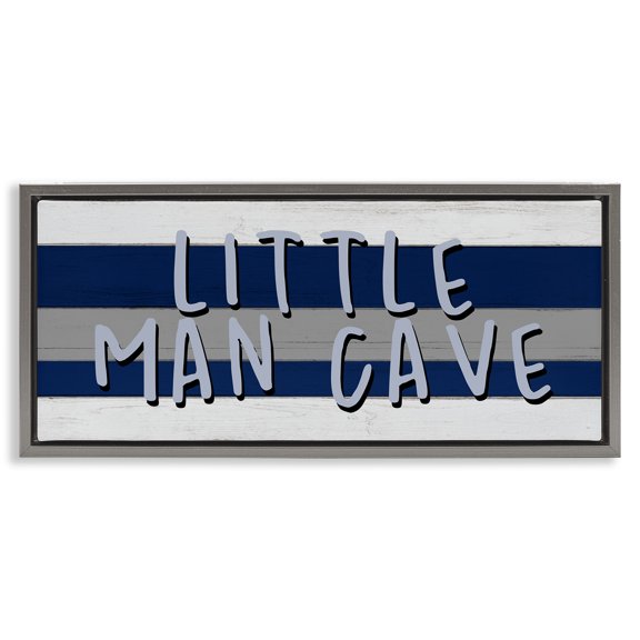 Stupell Industries Boy's Little Man Cave Typography Painting Gray Floater Framed Canvas Art Print Wall Art, 25 x 11