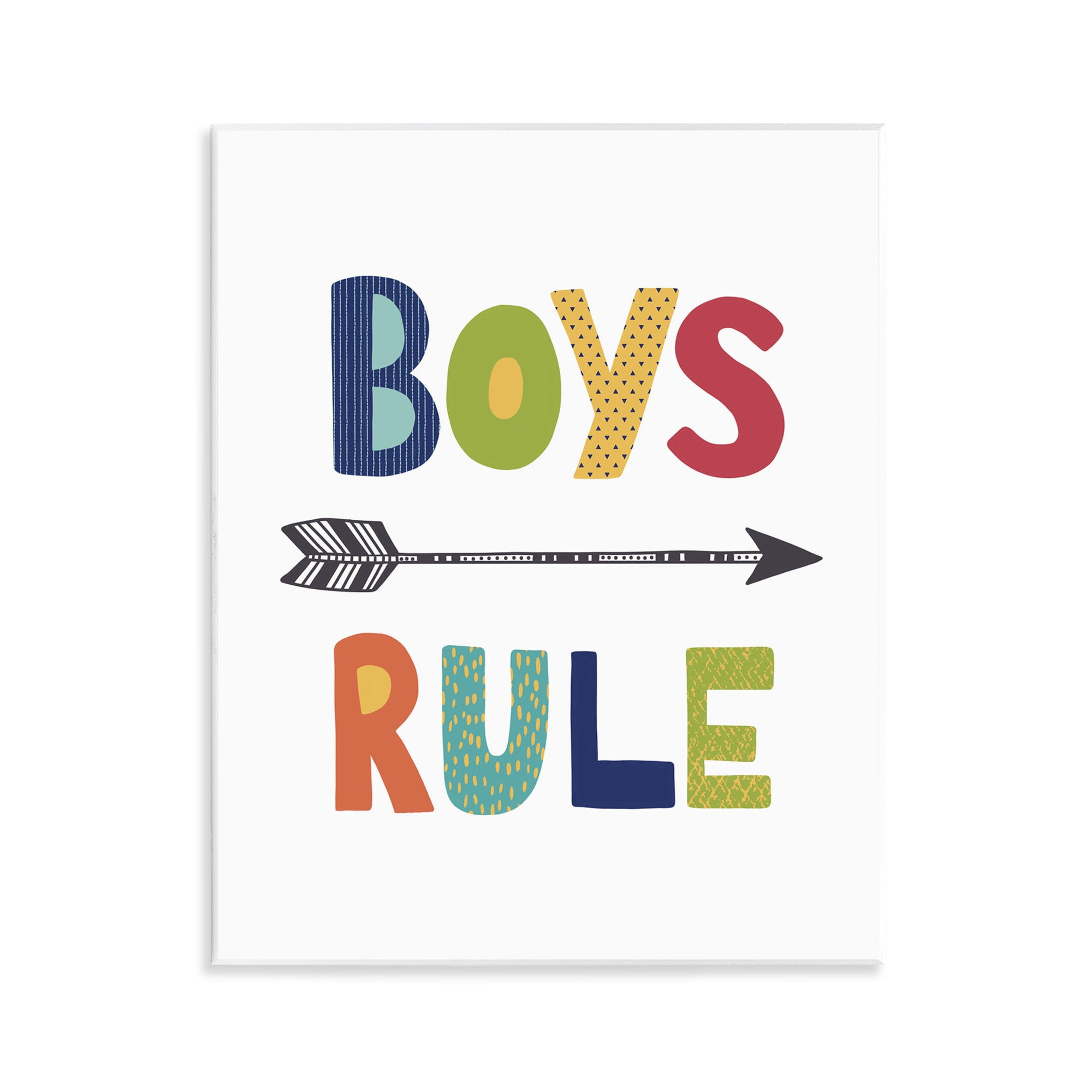 Stupell Industries Boys Rule with Arrow Typography Painting Unframed Art Print Wall Art, 11 x 14