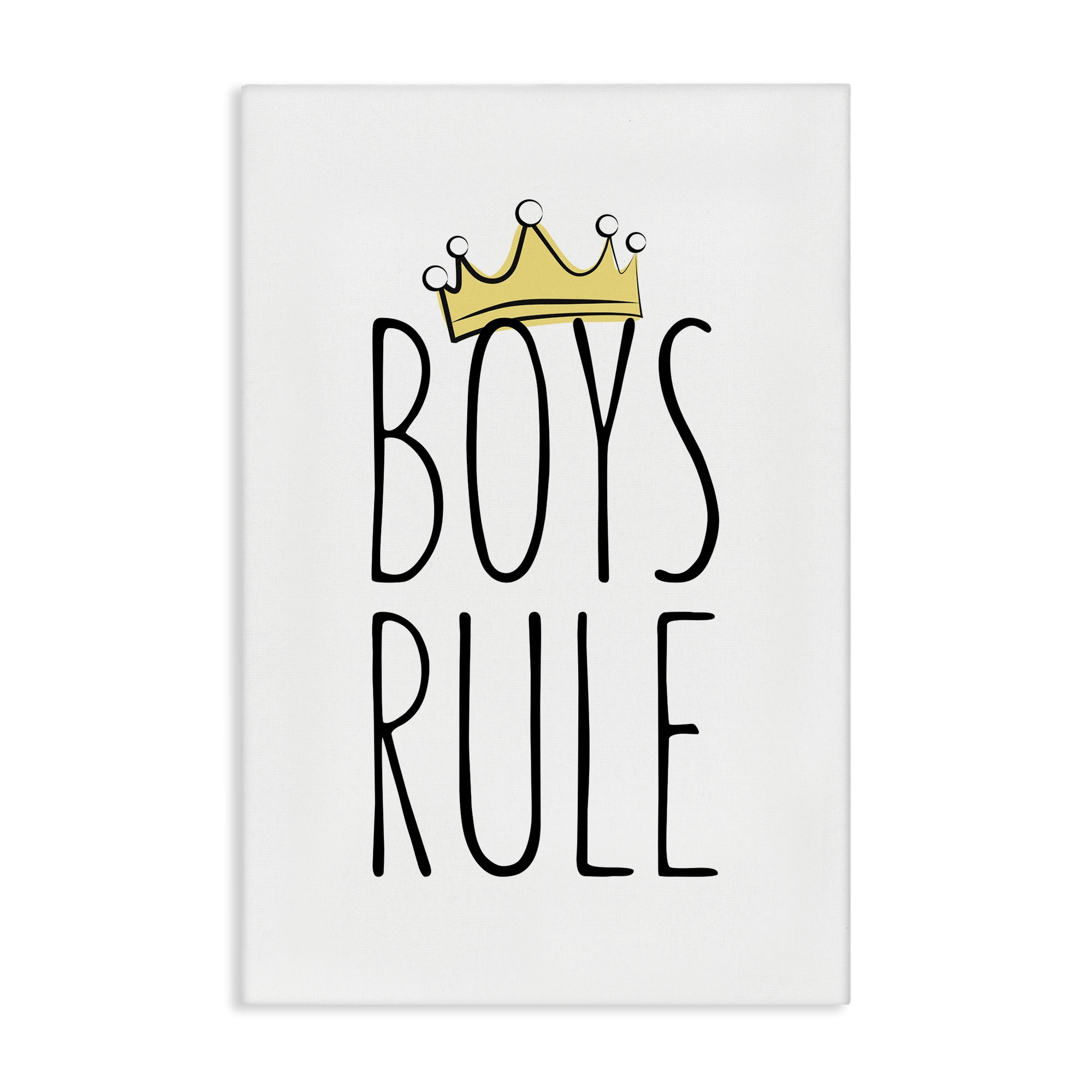 Stupell Industries Boys Rule with Crown Text & Numbers Painting Wrapped Canvas Art Print Wall Art, 30 x 45