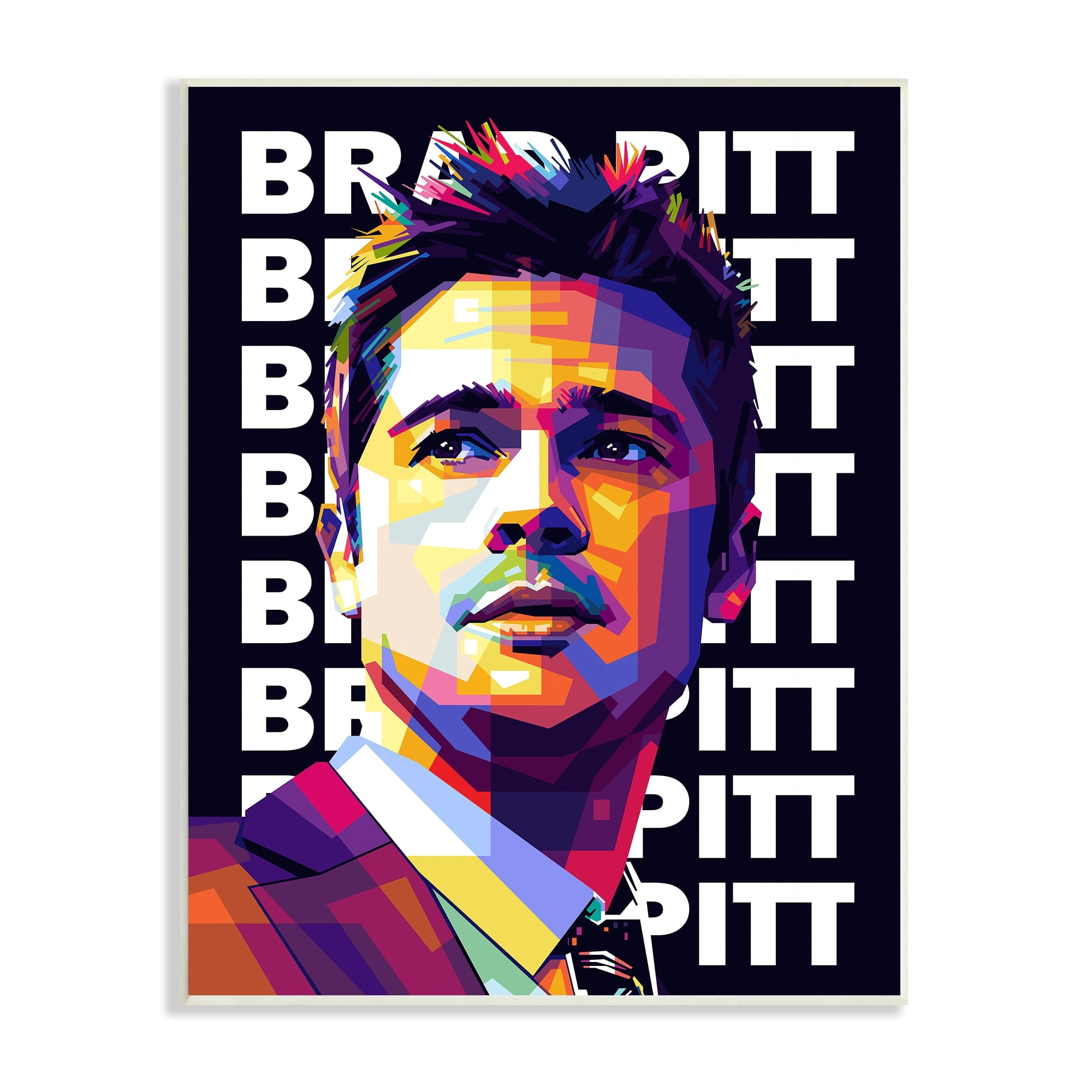 Stupell Industries Brad Pitt Modern Portrait Abstract Geometric Pattern, 10 x 15, Design by Birch&Ink