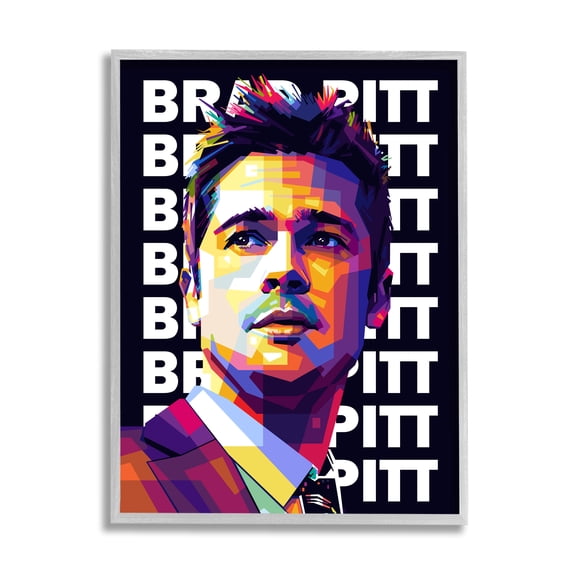 Stupell Industries Brad Pitt Modern Portrait Abstract Geometric Pattern, 11 x 14, Design by Birch&Ink