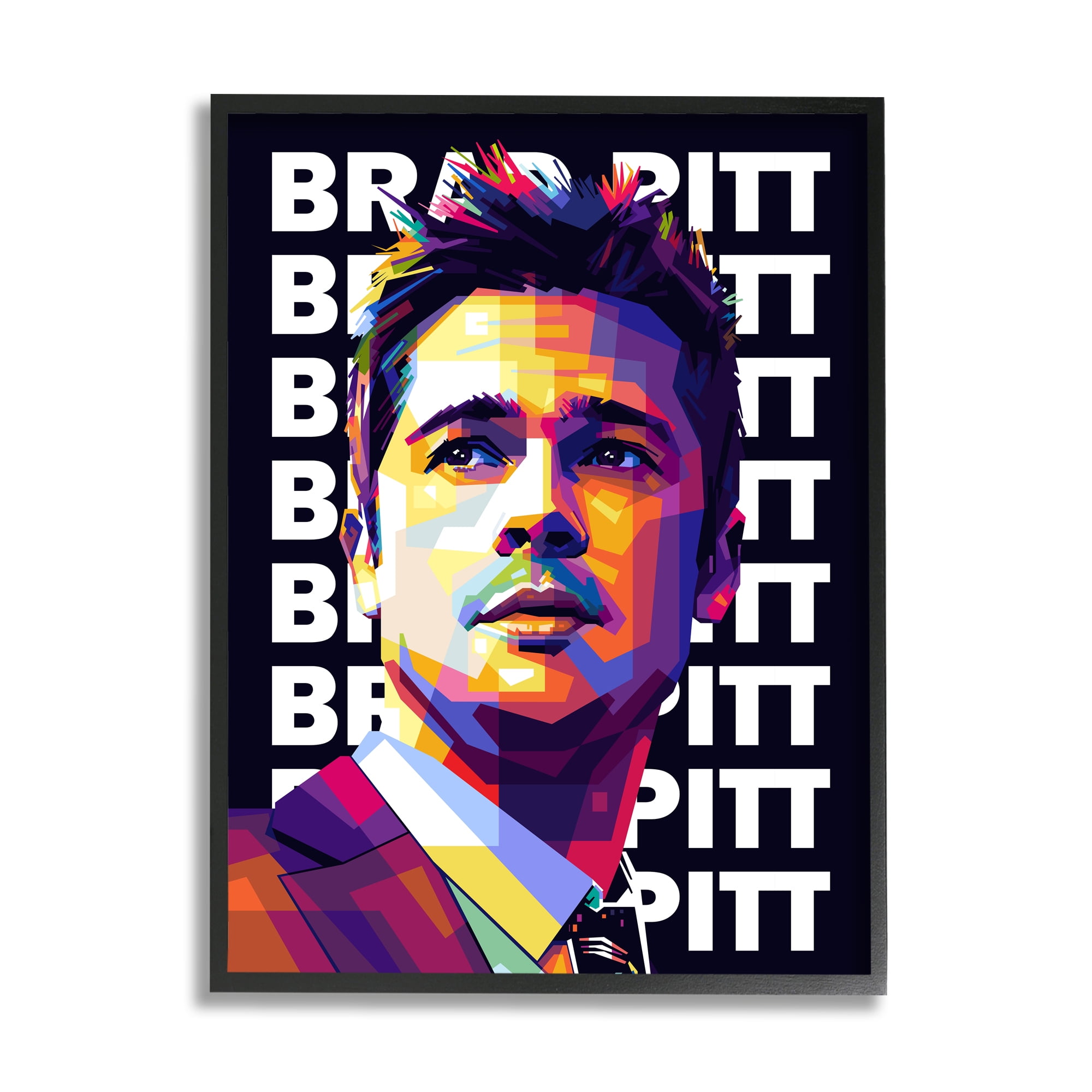 Stupell Industries Brad Pitt Modern Portrait Abstract Geometric Pattern, 11 x 14, Design by Birch&Ink