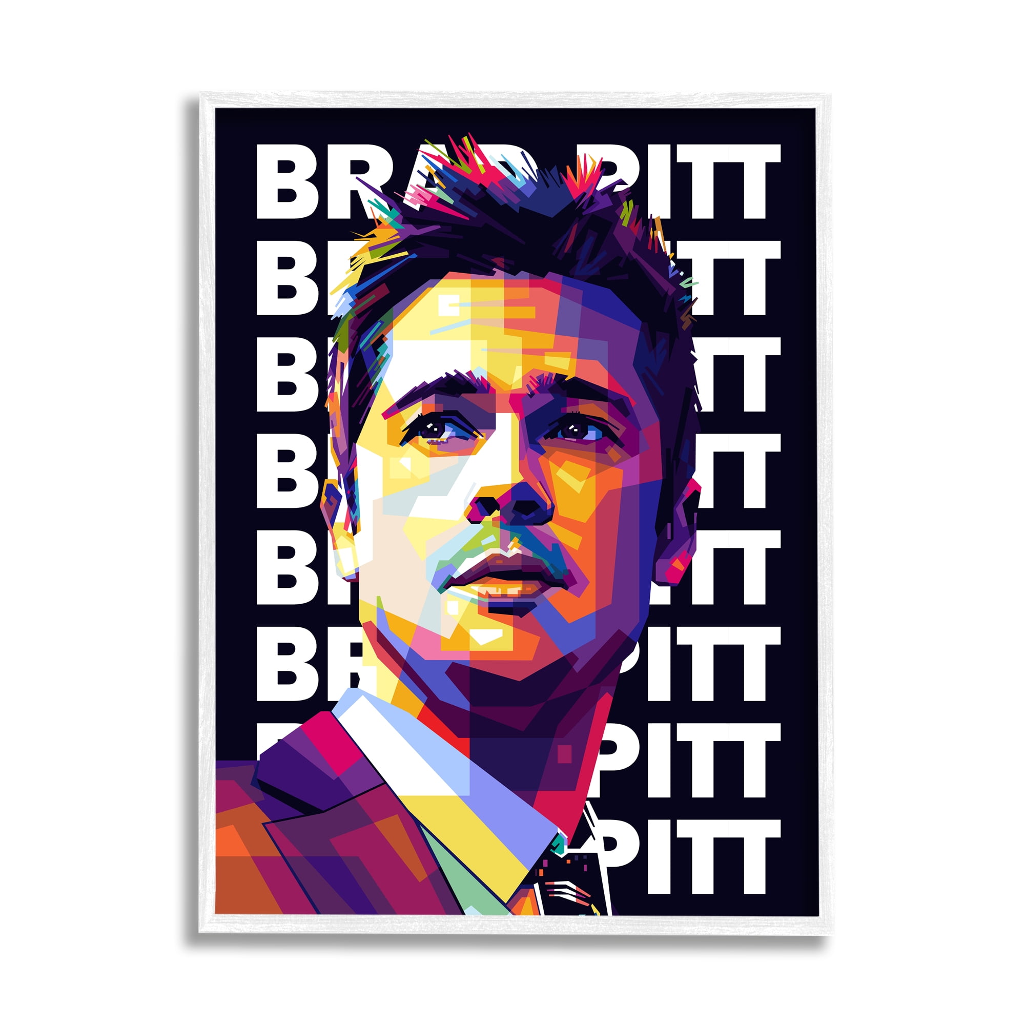 Stupell Industries Brad Pitt Modern Portrait Abstract Geometric Pattern, 11 x 14, Design by Birch&Ink