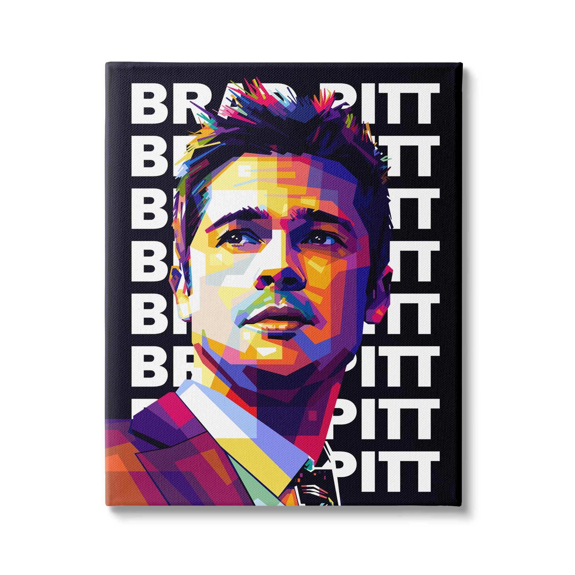 Stupell Industries Brad Pitt Modern Portrait Abstract Geometric Pattern, 16 x 20, Design by Birch&Ink