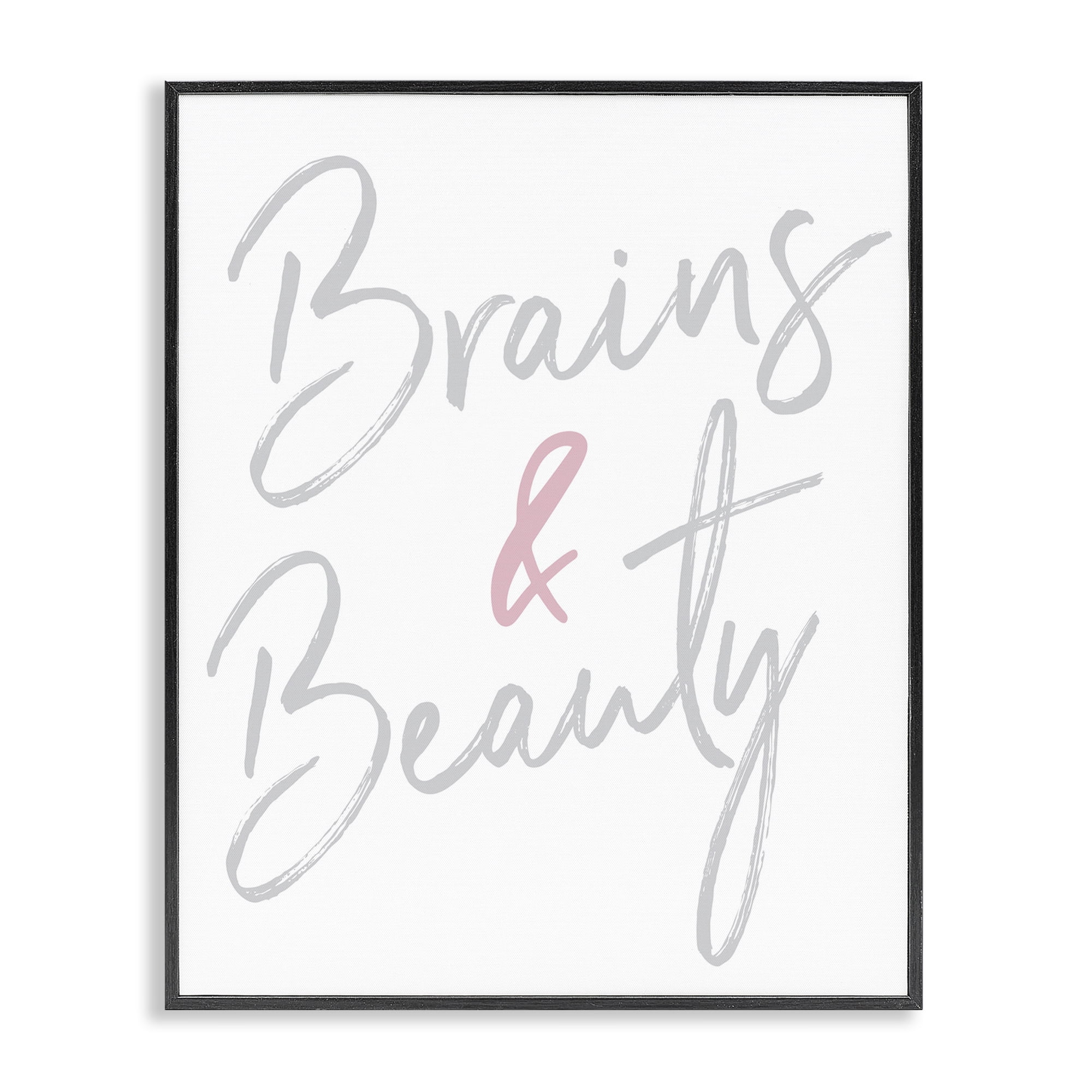 Stupell Industries Brains & Beauty Phrase Beauty & Fashion Painting Black Framed Art Print Wall Art, 11 x 14