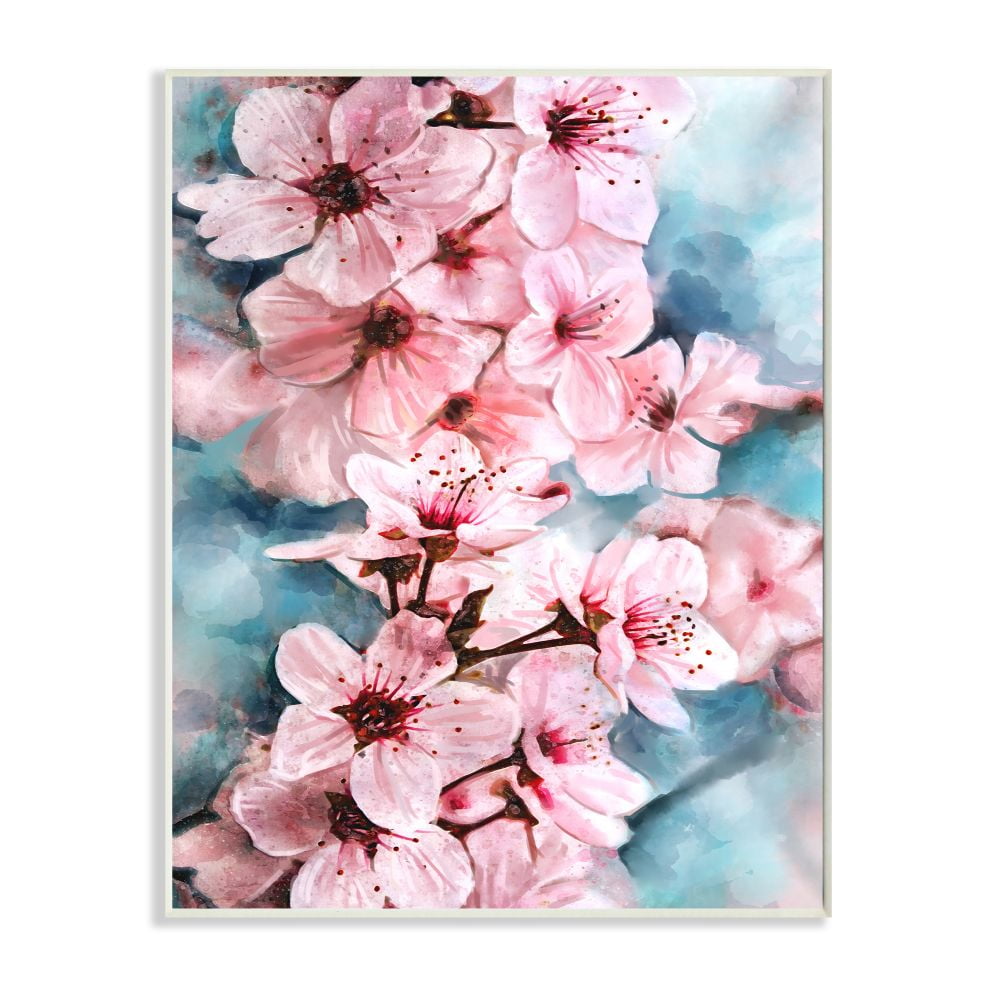 Stupell Industries Branch of Blooming Cherry Blossoms Pink Blue Designed by Ziwei Li