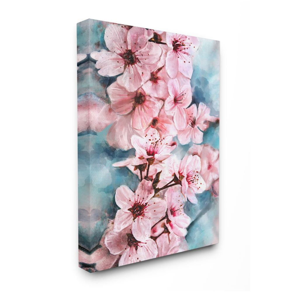 Stupell Industries Branch of Blooming Cherry Blossoms Pink Blue Designed by Ziwei Li