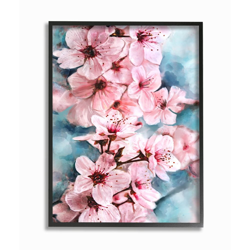 Stupell Industries Branch of Blooming Cherry Blossoms Pink Blue Designed by Ziwei Li