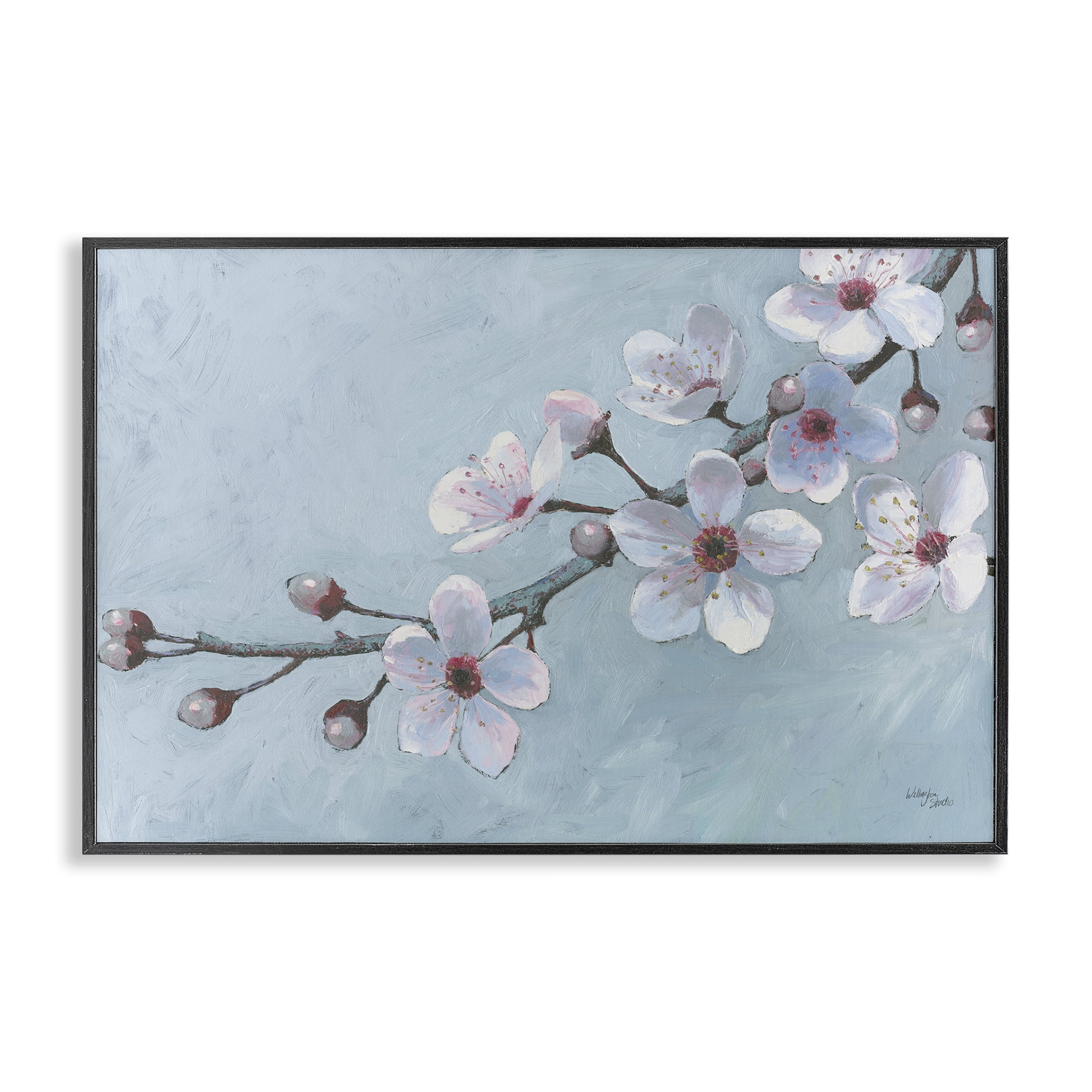 Stupell Industries Branch of Blossoms Botanical & Floral Painting Black Framed Art Print Wall Art, 30 x 20