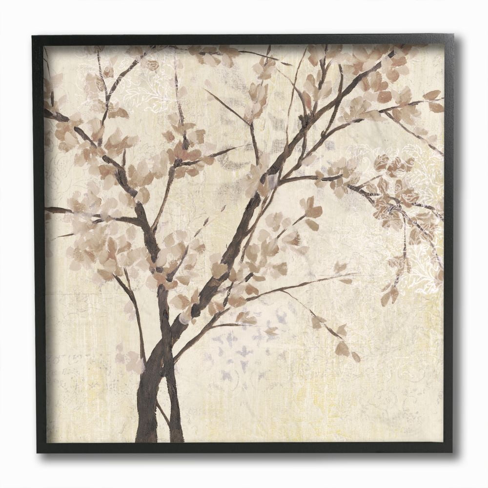 Stupell Industries Branches And Leaves Sepia Patterned Design Framed Wall Art by Jennifer Goldberger