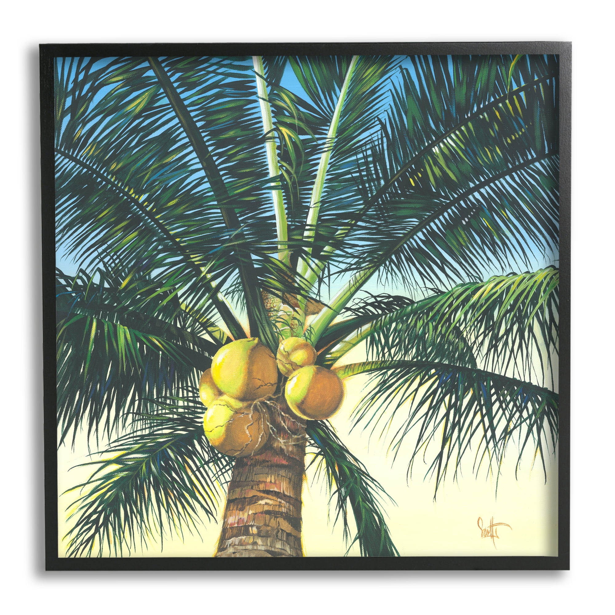 Stupell Industries Branching Out Palm Tree Botanical & Floral Painting Black Framed Art Print Wall Art, 24 x 24