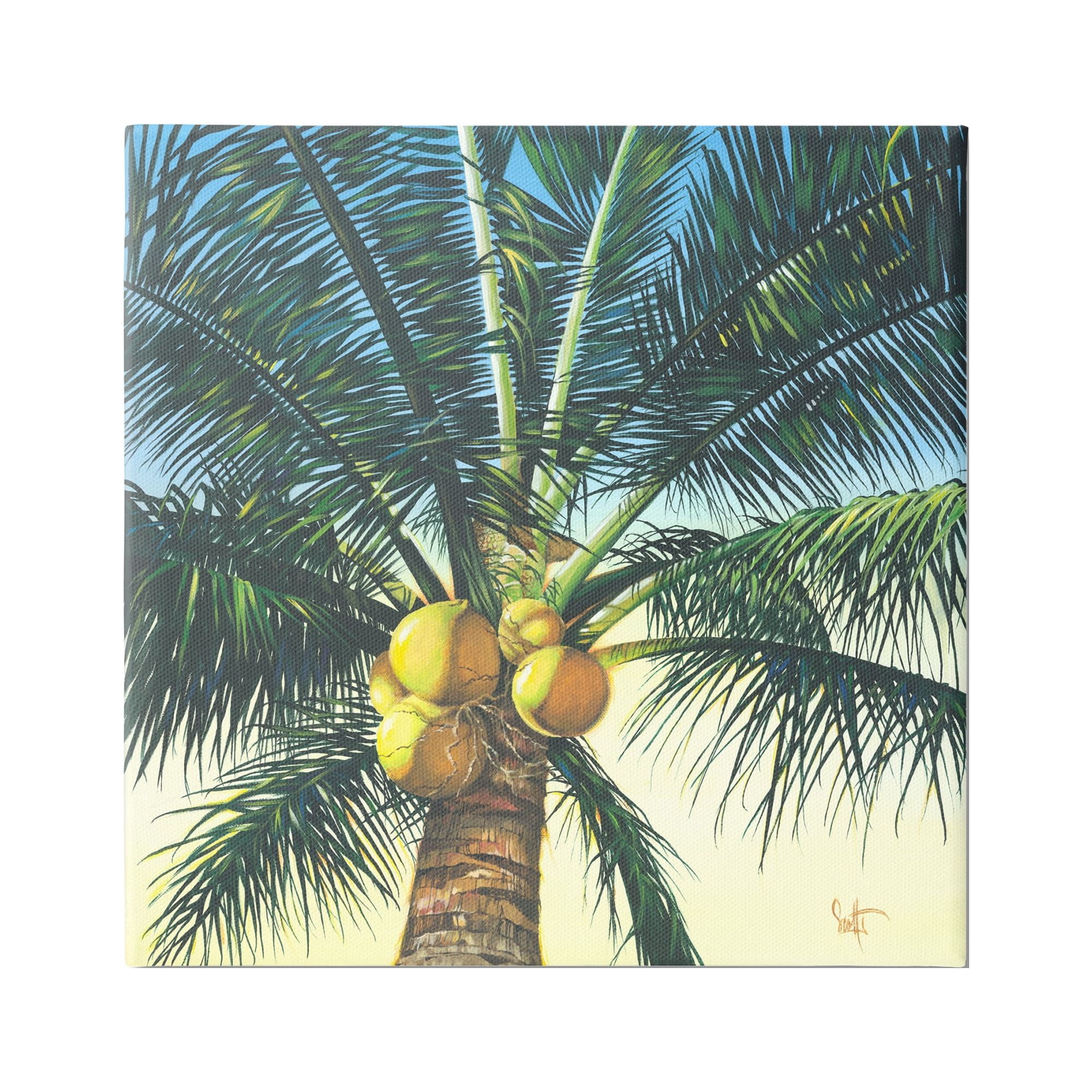Stupell Industries Branching Out Palm Tree Botanical & Floral Painting Gallery Wrapped Canvas Print Wall Art, 30 x 30