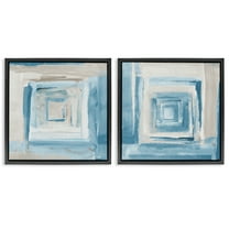Stupell Industries Brand New Day Abstractions Abstract Painting Black Floater Framed Canvas Art Print Wall Art, 18 x 18, Set of 2