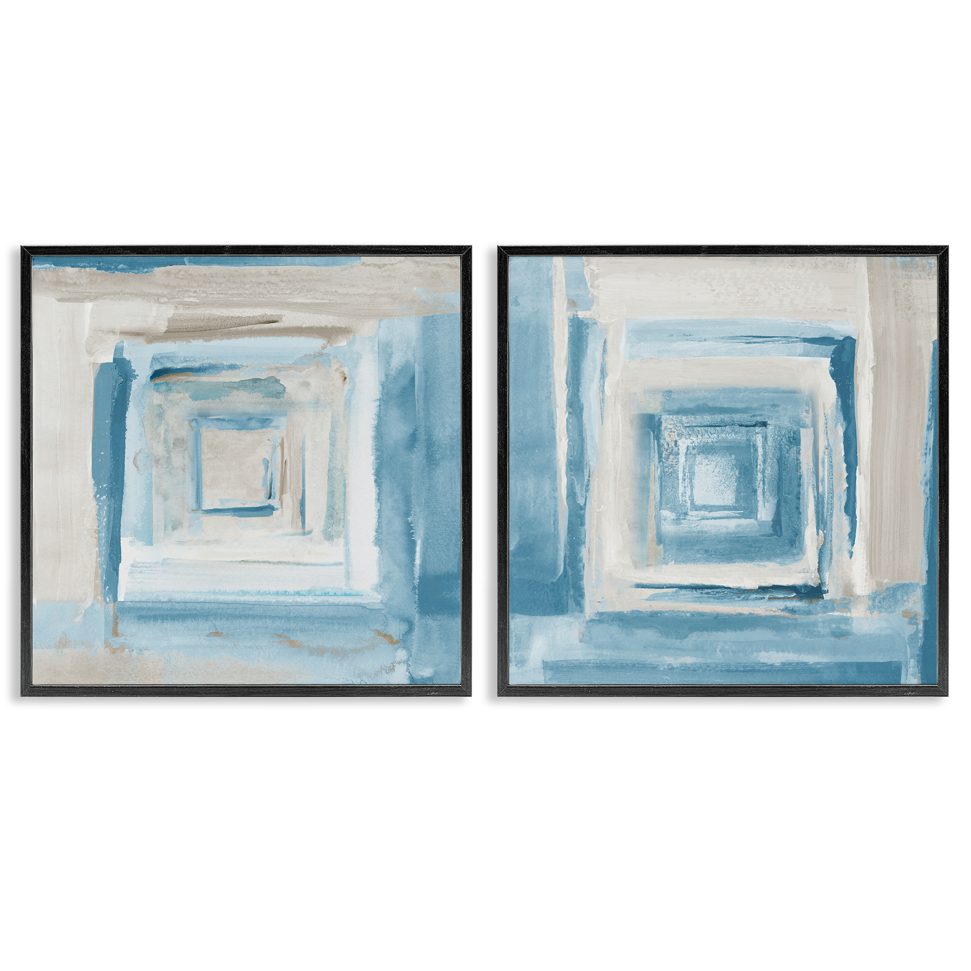 Stupell Industries Brand New Day Abstractions Abstract Painting Black Framed Art Print Wall Art, 24 x 24, Set of 2