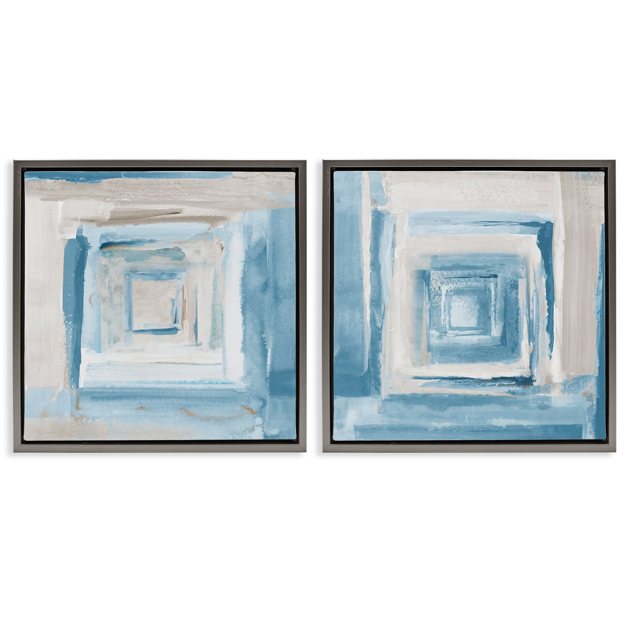 Stupell Industries Brand New Day Abstractions Abstract Painting Gray Floater Framed Canvas Art Print Wall Art, 25 x 25, Set of 2