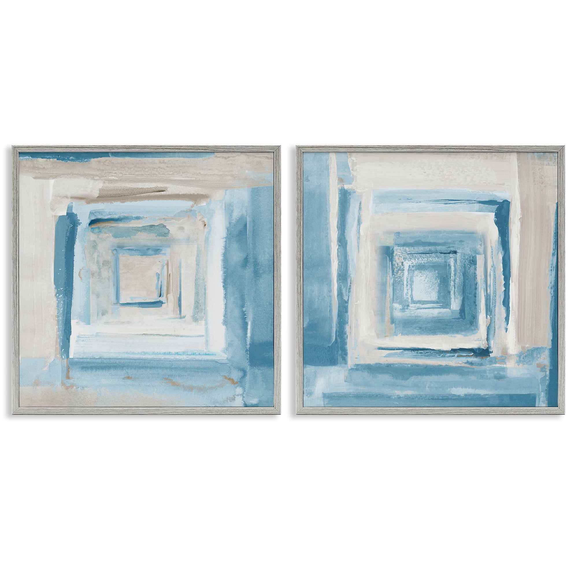 Stupell Industries Brand New Day Abstractions Abstract Painting Gray Framed Art Print Wall Art, 17 x 17, Set of 2