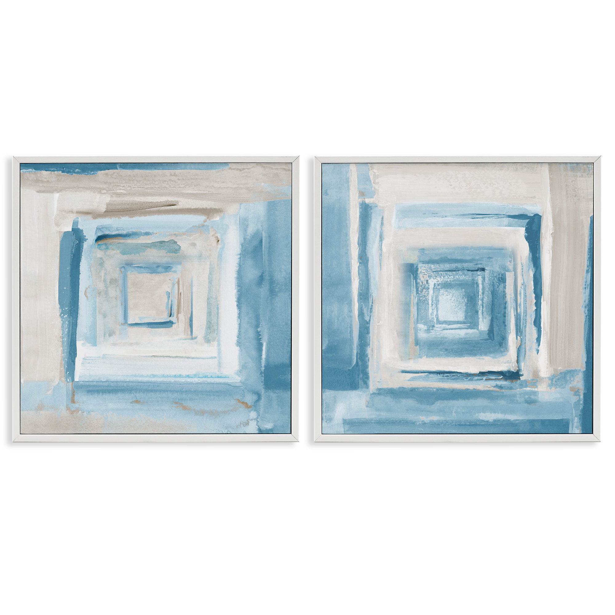 Stupell Industries Brand New Day Abstractions Abstract Painting White Framed Art Print Wall Art, 17 x 17, Set of 2
