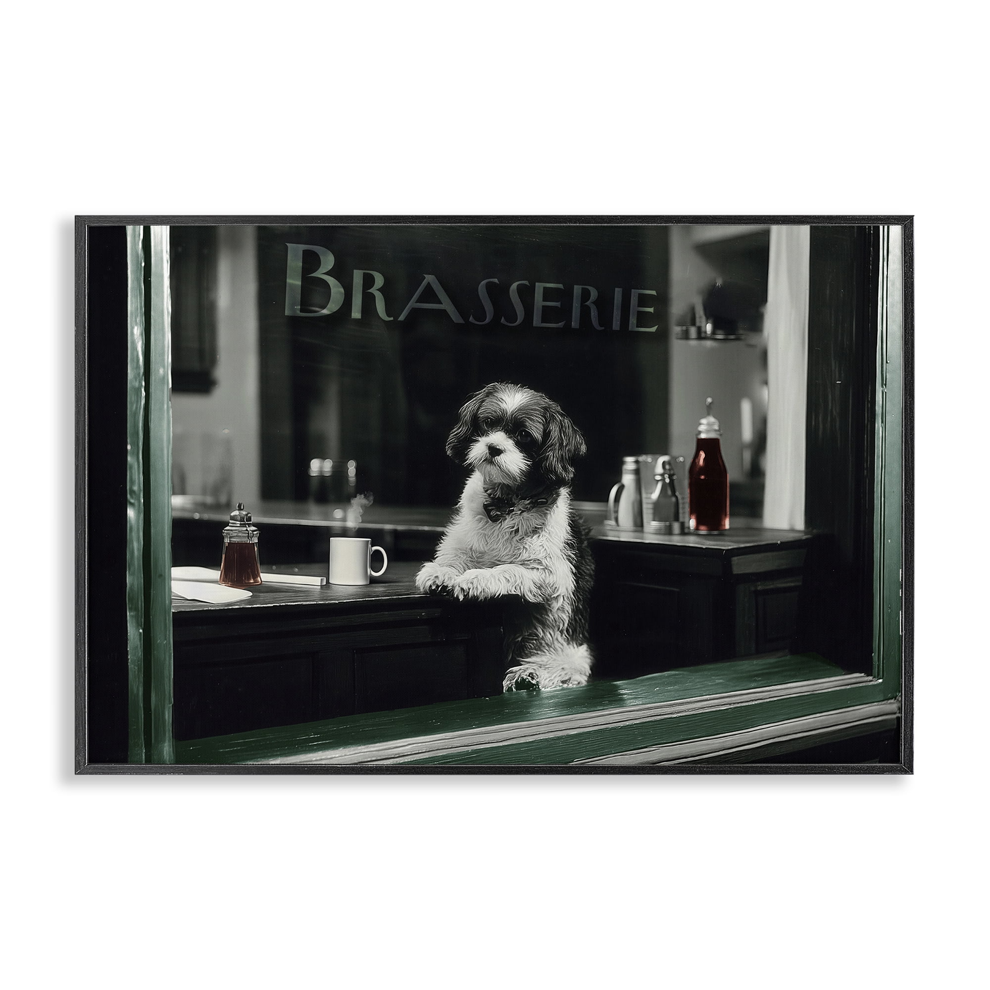 Stupell Industries Brasserie Vintage Dog in Window Black Framed Giclee Art, design by Annabelle Hall