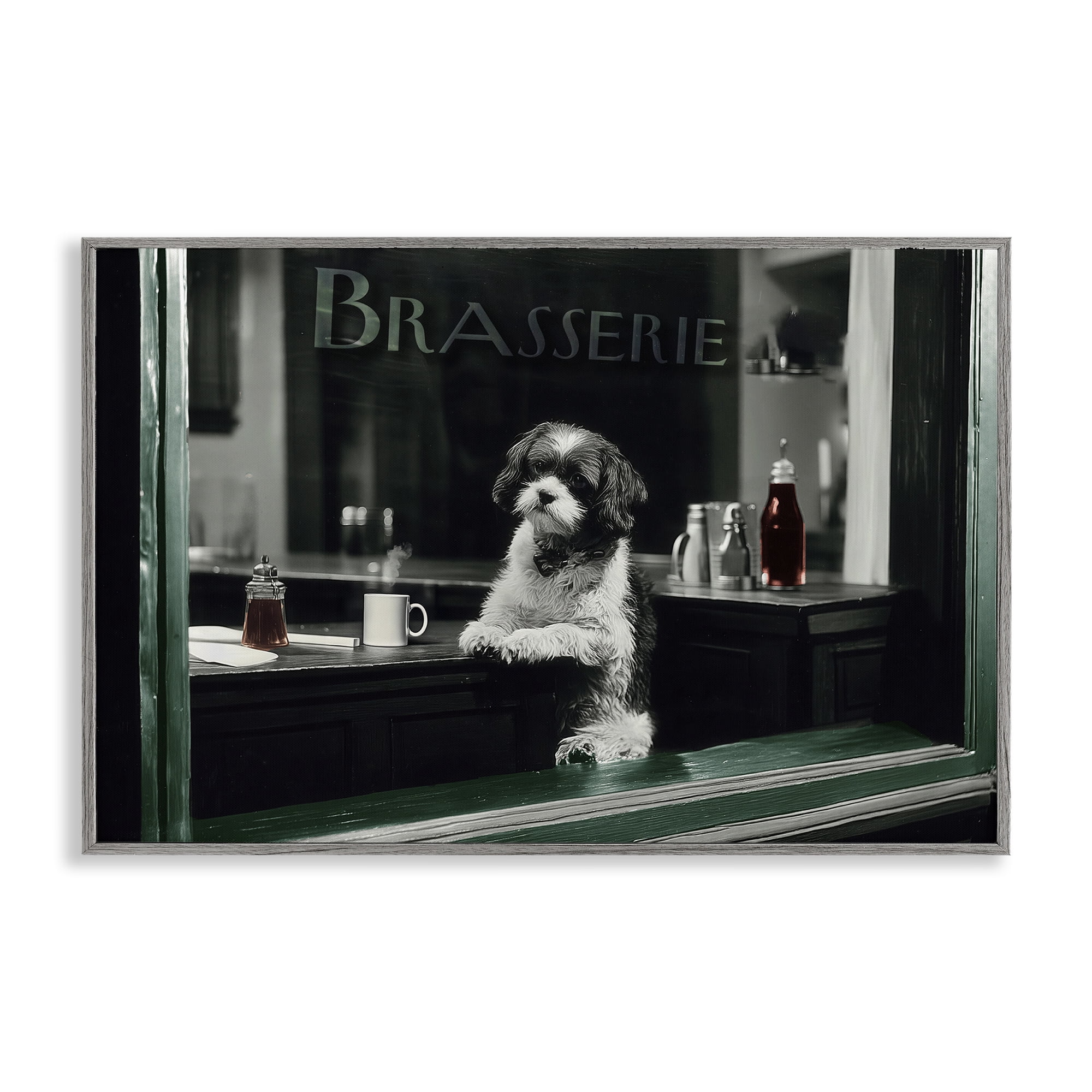 Stupell Industries Brasserie Vintage Dog in Window Gray Framed Giclee Art, design by Annabelle Hall